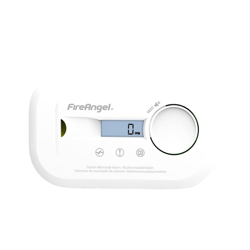 FireAngel FA6812 Digital Carbon Monoxide Detector with LCD Screen, 10-Year CO Alarm Sensor, Portable Carbon Monoxide Alarm for Home, Travel, Caravan