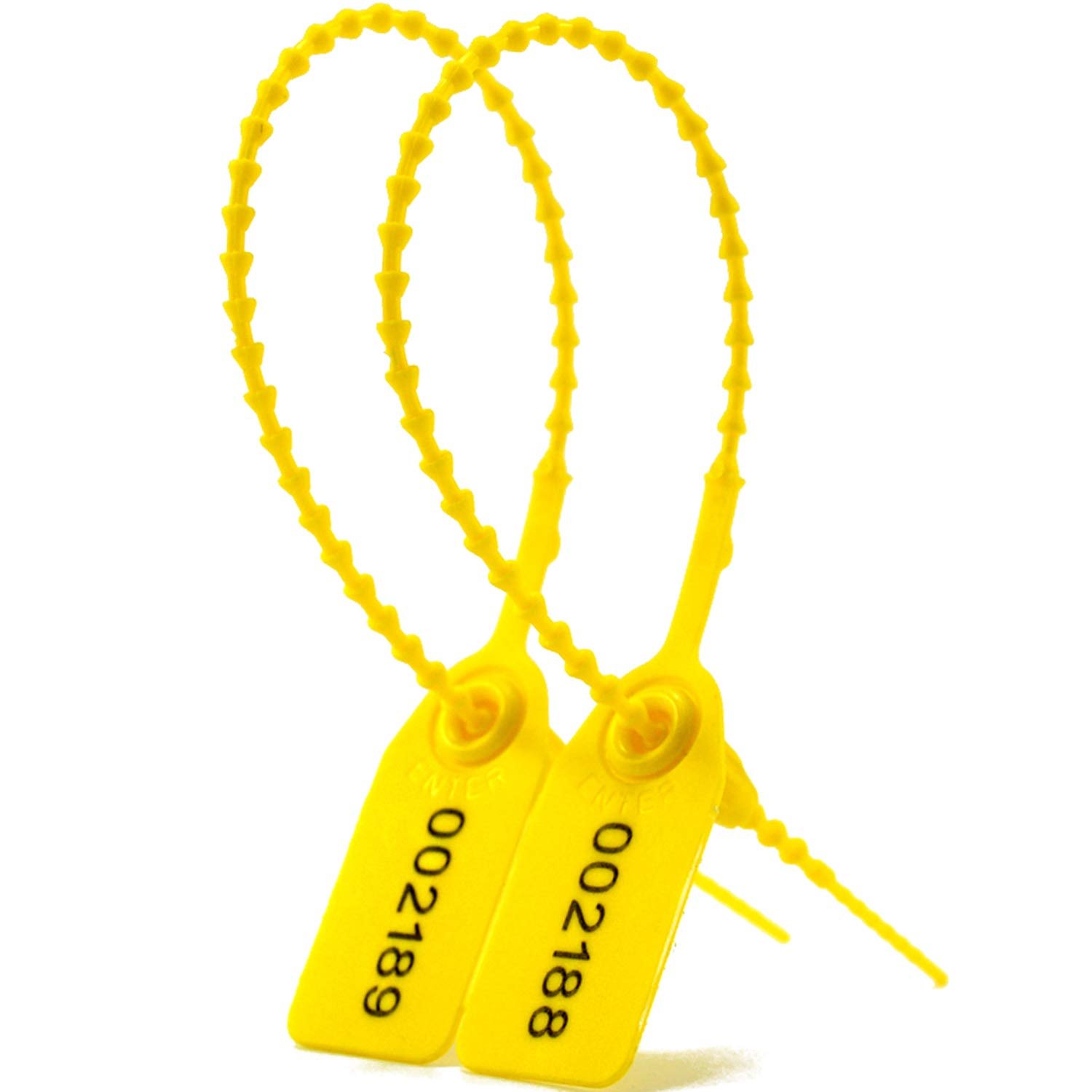 500pcs Plastic Security Seals Numbered Zip Ties for Fire Extinguisher Self-Locking Tamper Proof Tags Pull Tite Safety Tags (Yellow x 500 PCS)