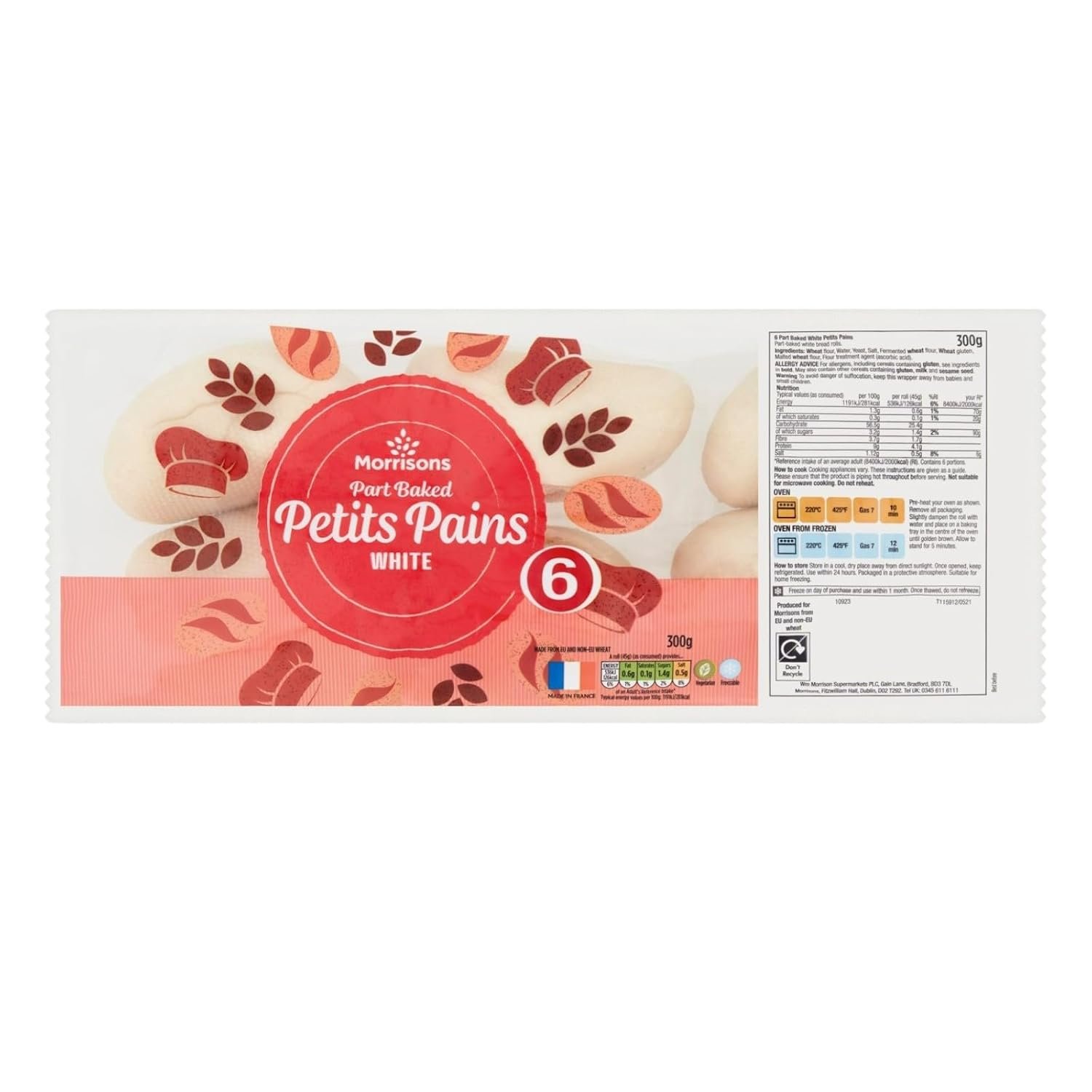 Morrisons Part Bake White Rolls, 6 Pack