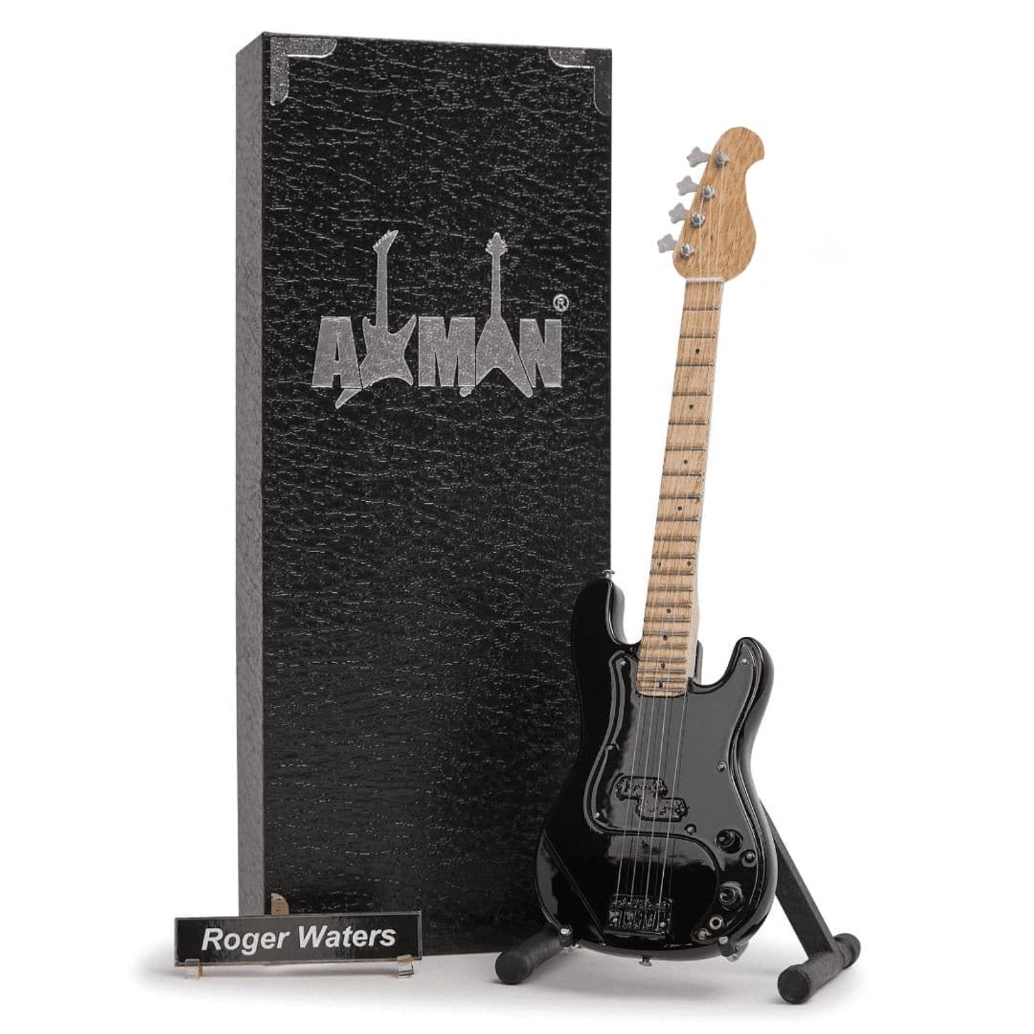 R Waters - Miniature Guitar Replica - Music Gifts - Handmade Ornamental 1/4 Scale - Includes a Display Box, Name Tag and Miniature Guitar Stand