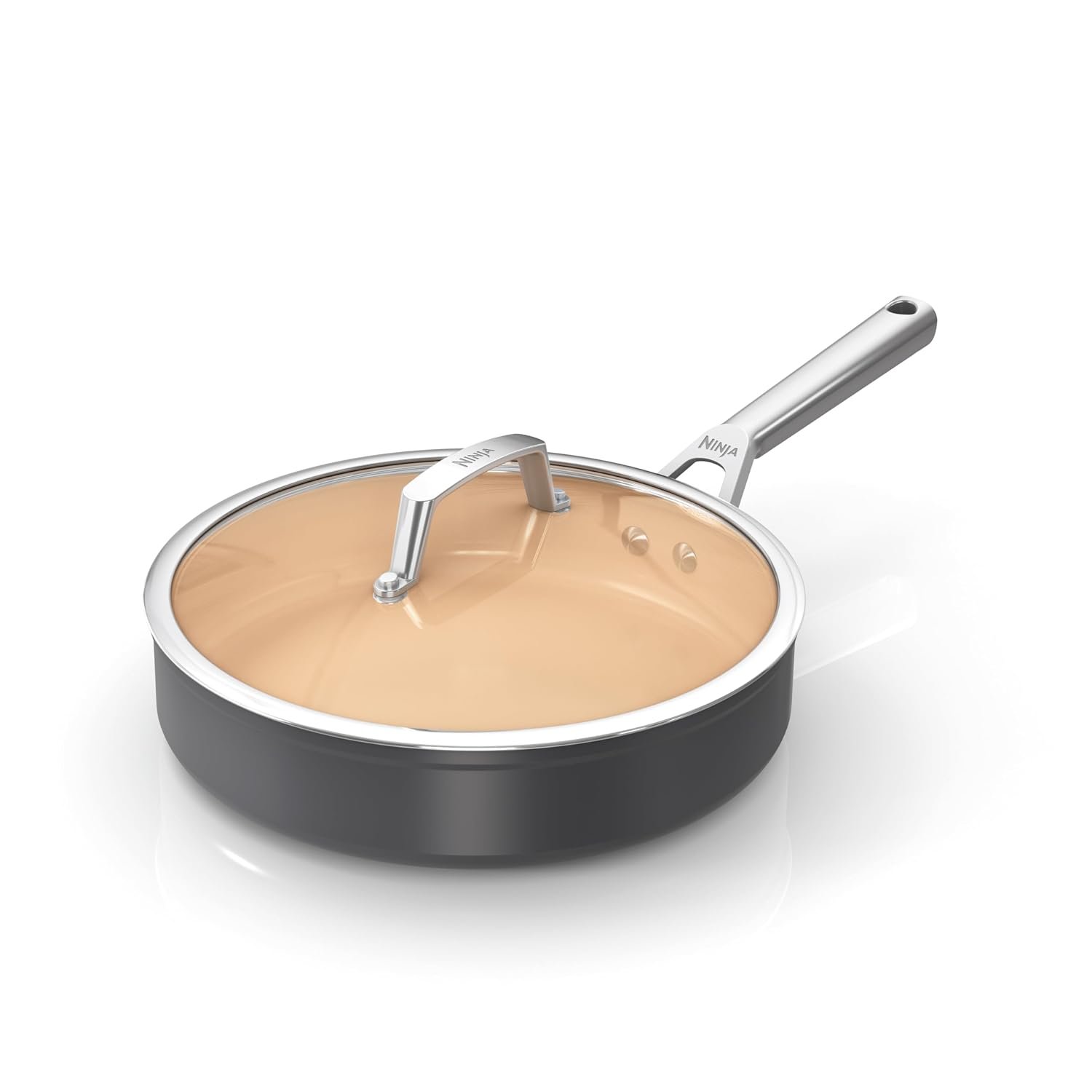 Ninja Extended Life 26cm Ceramic Sauté Pan, Non-Stick (No PFAS, PFOA, Lead or Cadmium), Induction Compatible, Oven Safe Up to 285°C, Terracotta and Grey, CW90126EUI