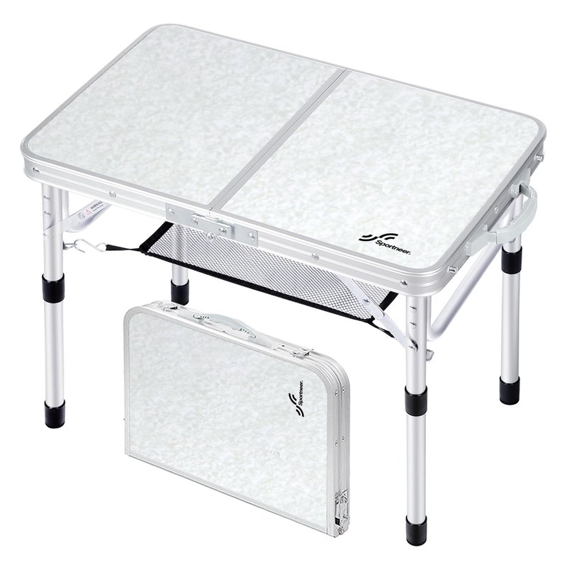 Sportneer Folding Camping Table, Adjustable Height Small Folding Table Portable Camp Tables (23.6" L x 15.7" W (2 Height)) with Mesh Layer for Outdoor Camp Garden Picnic BBQ Dining Cooking