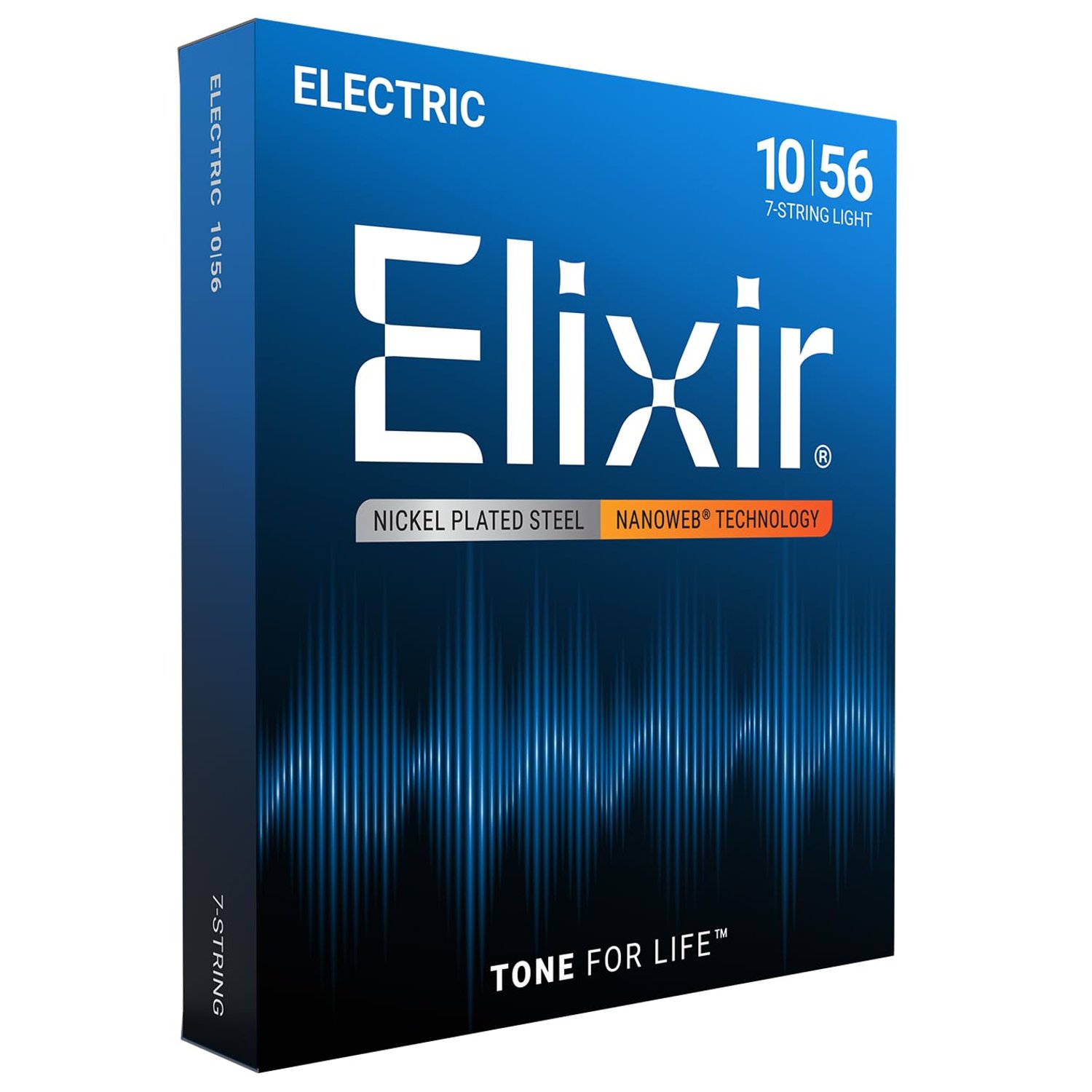 Elixir Strings 7-String Electric Guitar Strings w NANOWEB Coating, Light (.010-.056)