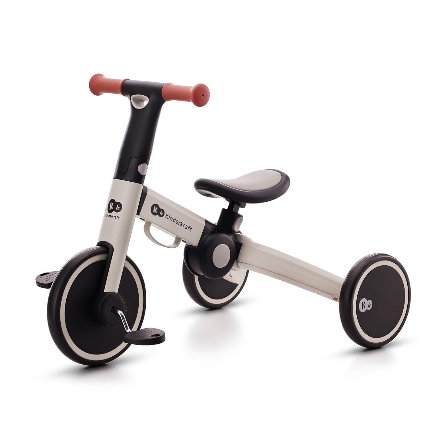 Kinderkraft 4TRIKE, foldable 3-in-1 tricycle, push trike, balance bike, pedal tricycle, lightweight aluminum frame, adjustable seat, EVA wheels, for children 1–5 years, Gray