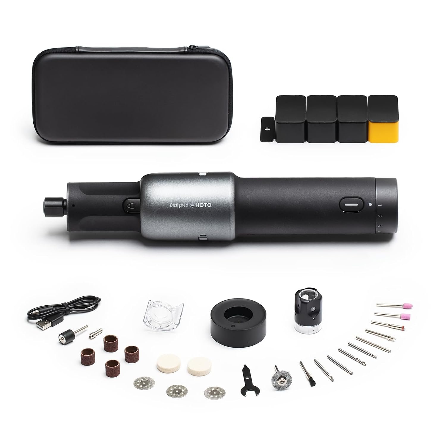 HOTO 4V Cordless Rotary Tool Kit, Powerful Engraving Pen, 25000RPM, 5 Variable Speed, 35 Accessories, LED Light, USB-C Rechargeable, for 3D Printer Sanding, Polishing, Drilling, Carving, DIY Crafts