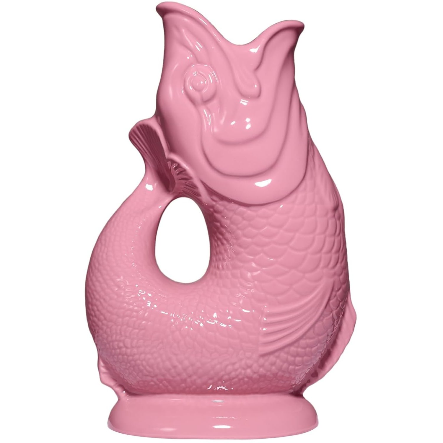 The Original Gluggle Jug – Pink – XL Fish Shaped Water Pitcher 1.2L – Handmade Ceramic Jug That Gurgles – Iconic British Design Since 1870s – Vase, Decanter – Dishwasher Safe – Made in England