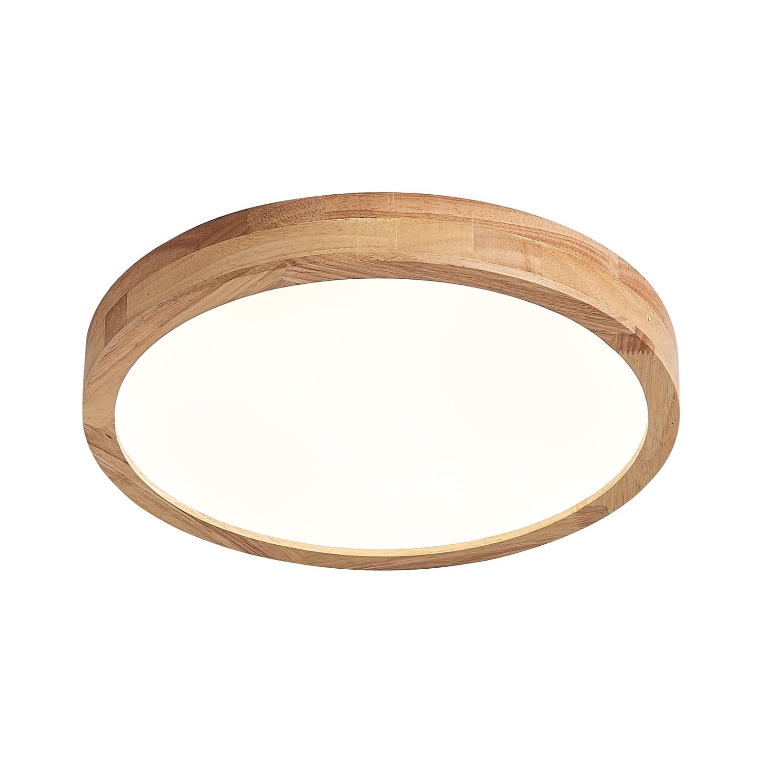 Schindora Wooden LED Ceiling Light,Dimmable with Control,28W Round Wood Ceiling Lights Ø40cm for Living Room Kitchen Dining Room Home Office Children's Room