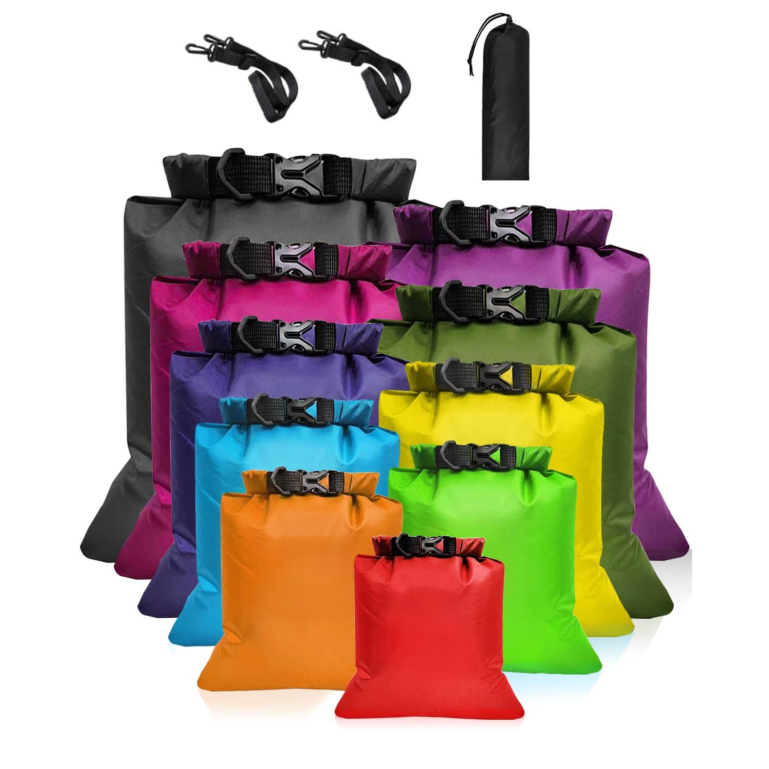Victoper Waterproof Dry Bag Set 10 Pcs, Large Capacity Ripstop Dry Bag Waterproof in 8L 5L 3.5L 3L 2.5L 1.5L Organizer Storage Bags for Outdoor Hiking Camping Fishing Cycling (Multicolor)