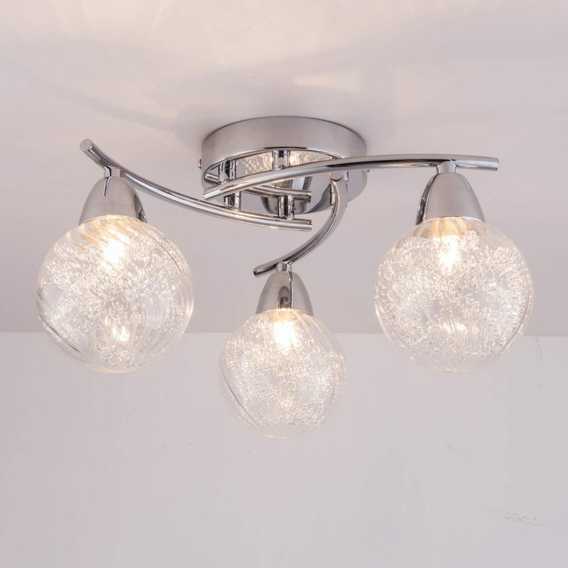 AUROLITE BOLLA 3xG9 LED Semi Flush Ceiling Light, Polished Chrome Finish, 12W, Ideal for Living Room, Bedroom, Kitchen, and Hallway, Straight, Natural White White 4000K