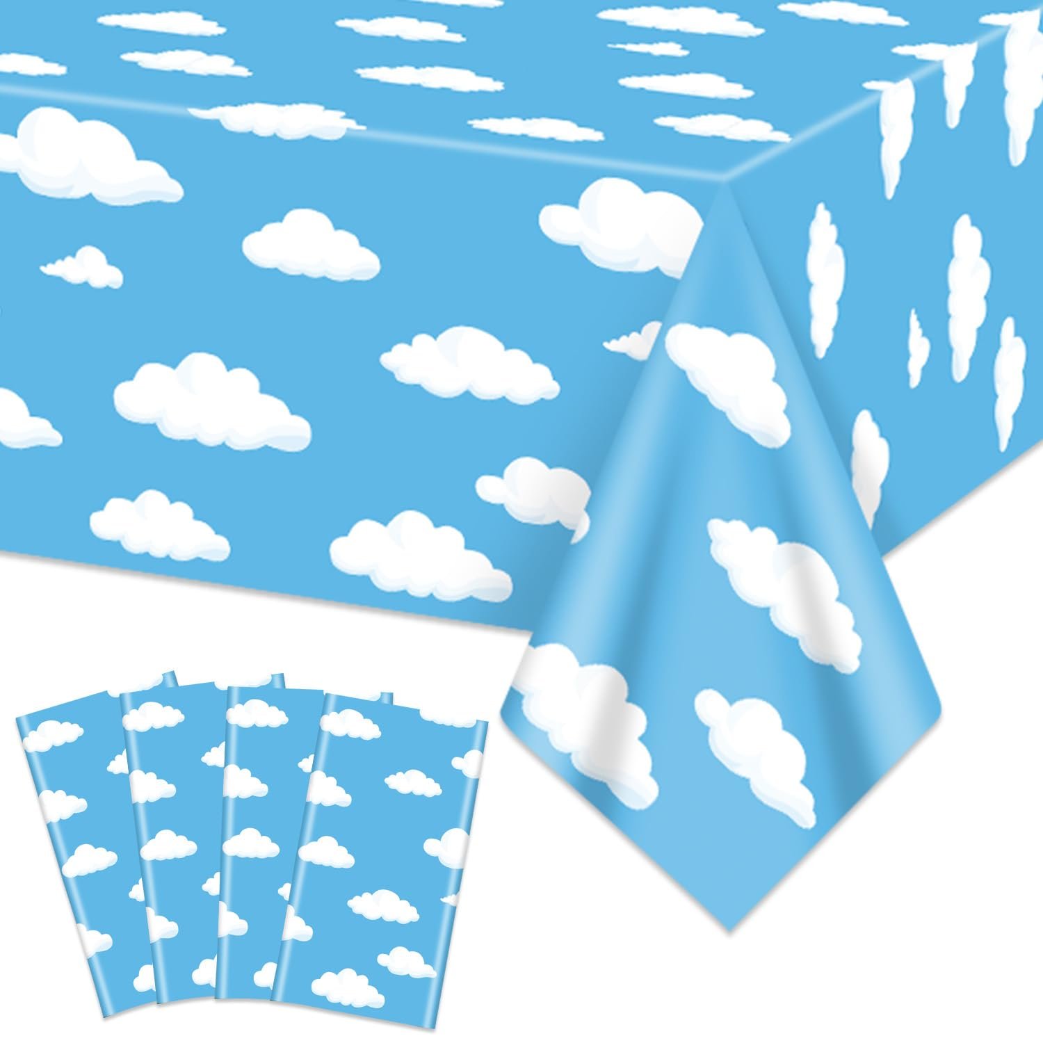 QUERICKY 2 Pack Blue Tablecloths, 137 x 274cm Blue Table Cover Story Decorations for Kids Birthday Party, Baby Shower Party