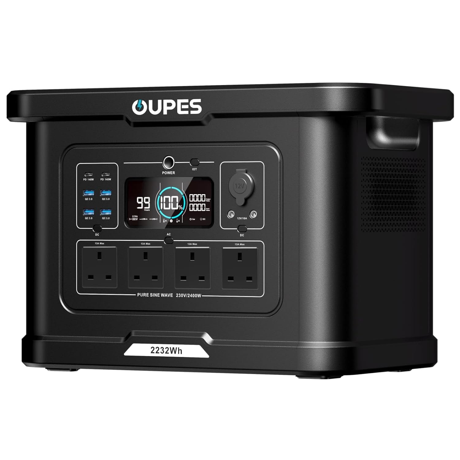 OUPES Exodus 2400 Portable Power Station - 2400W/2232Wh LiFePO4 Battery Solar Generator(Boost 2600W, 4500W Peak), 0-80% in 50Min., UPS & APP Control, Solar Power Station for Camping, Off-grid, RVs