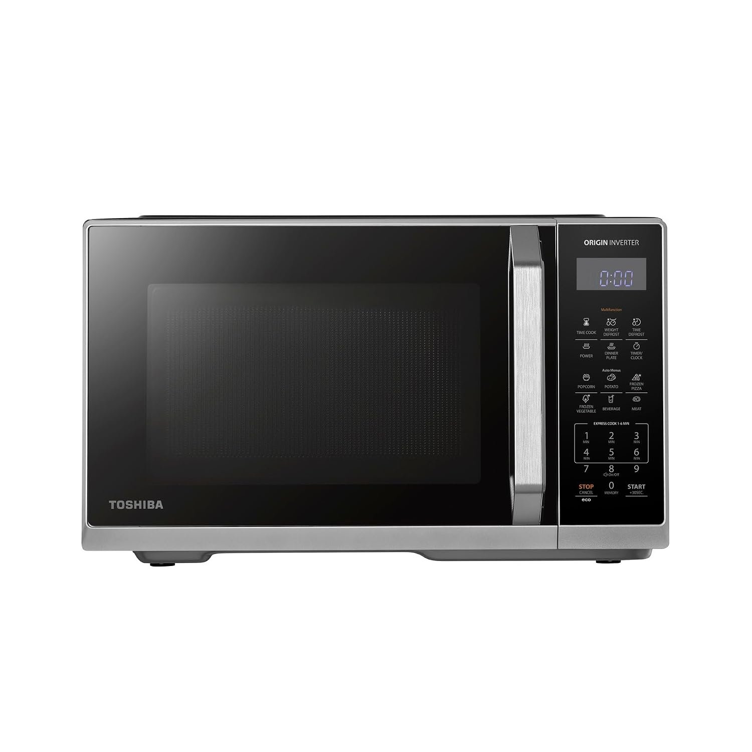 Toshiba 23L Digital Solo Microwave Oven, 900W Countertop Microwave Oven With 11 Power Levels, 7 Auto Menus, Express Cook, Memory Function, Evenly Defrost, ECO Mode, Low Noise, Silver, MW3-EM23PF(SL)