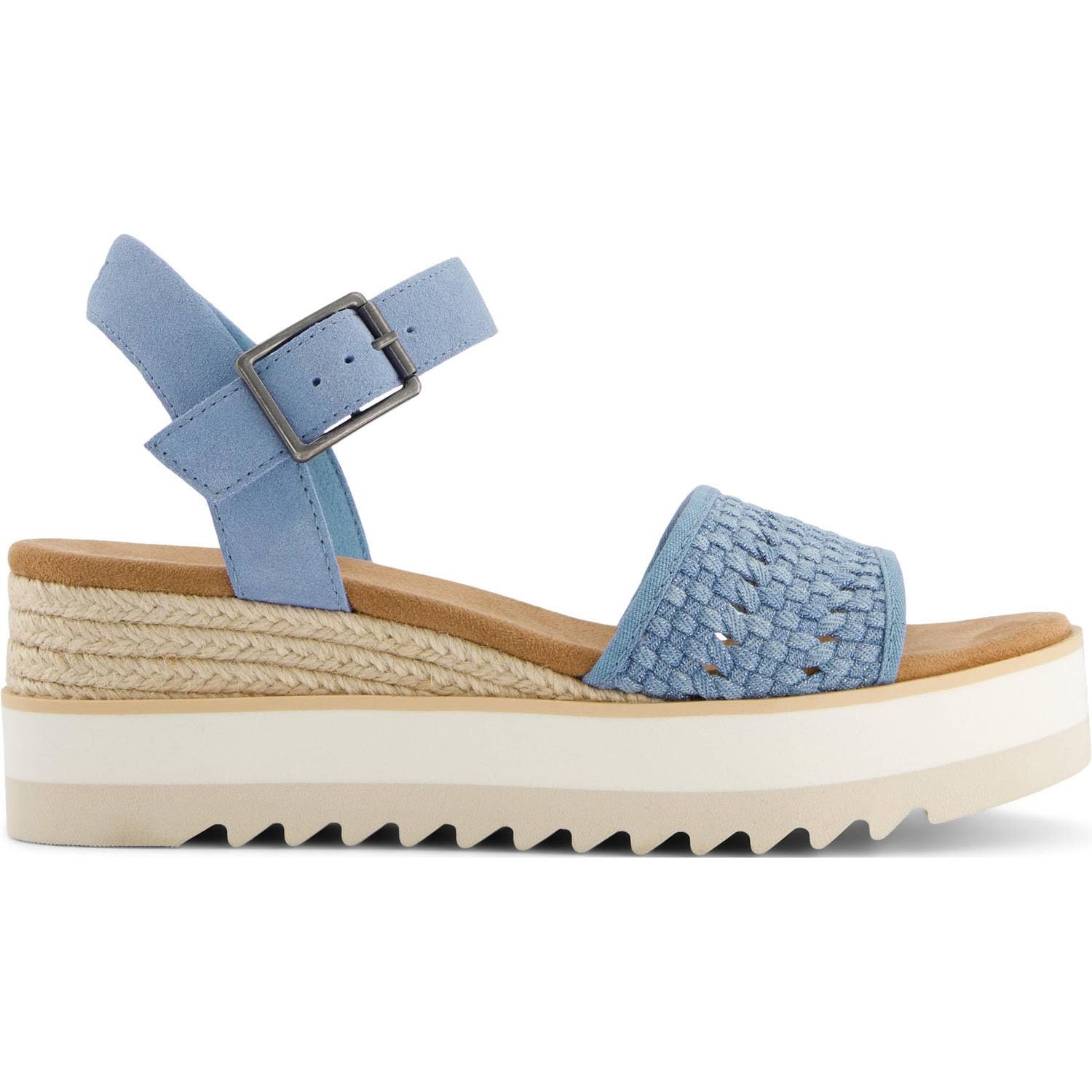TOMS - Womens Diana Sandals, Color Faded Sky Denim Basket Weave/Suede, Size: 3.5 UK