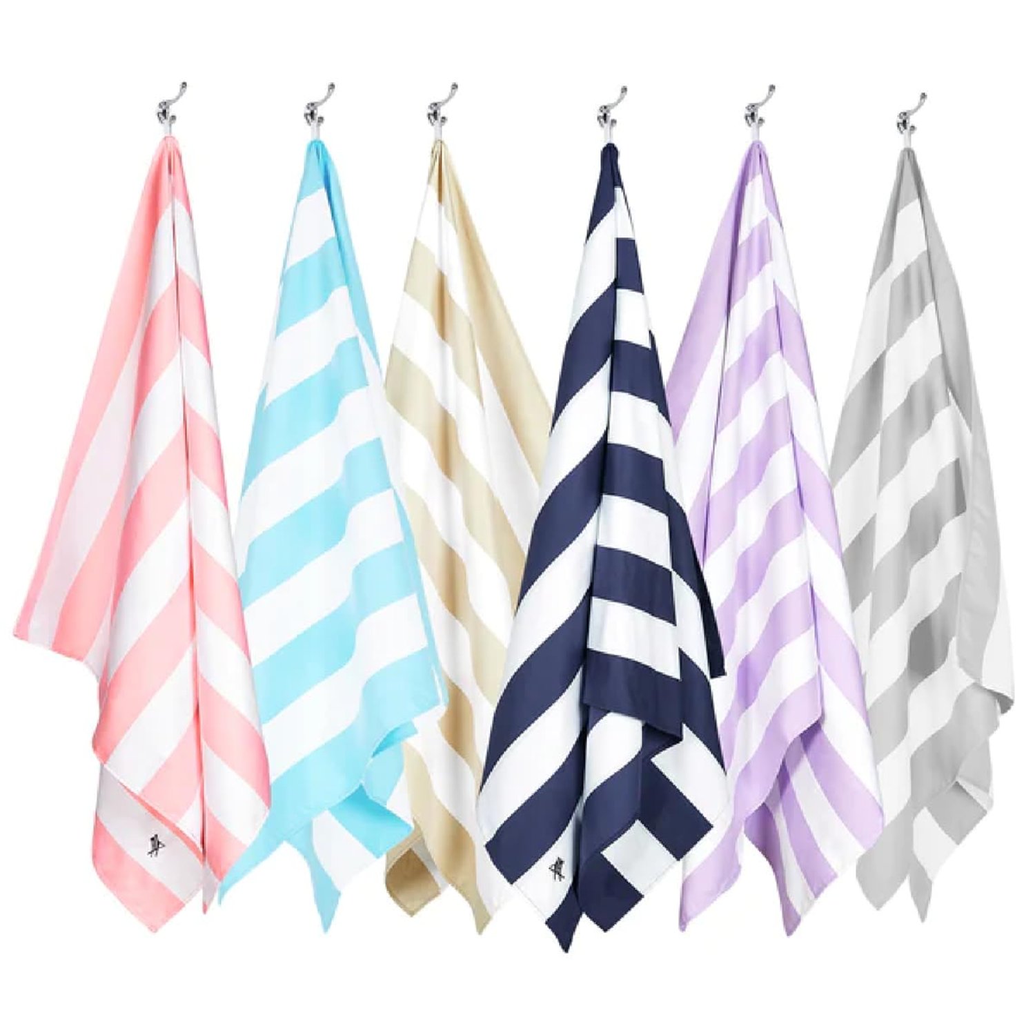 Dock & Bay Beach Towel - Quick Dry, Sand Free - Compact, Lightweight - 100% Recycled - Includes Bag - Cabana - Set of 6 - Large (160x90cm, 63x35)