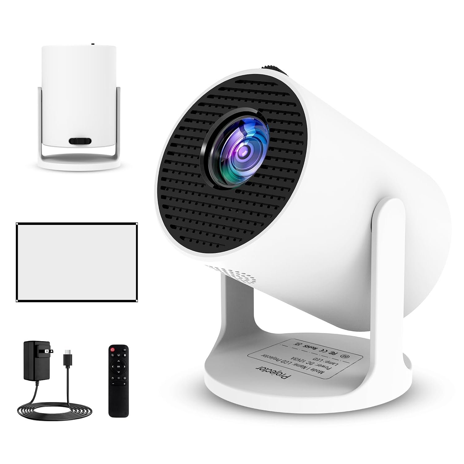 Ultimate 4K Mini Projector with 360° Rotation, Portable Smart Projector for Bedroom & Home Cinema, WiFi6, Bluetooth, Built-in Apps, Short Throw Projector & USB-C Power Bank Compatible