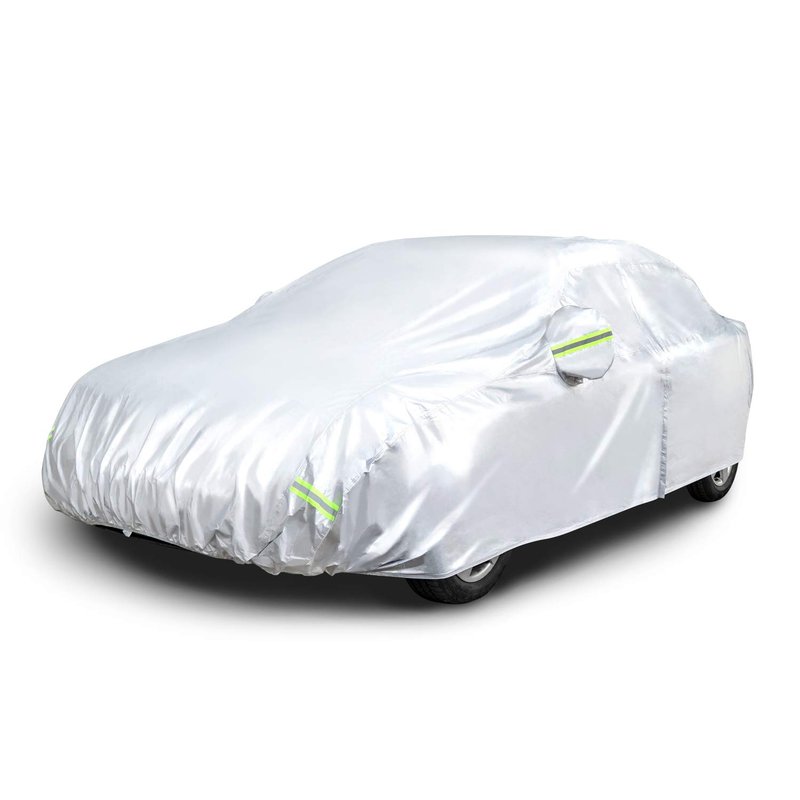 Amazon Basics Silver Weatherproof Car Cover - 150D Oxford, Sedans up to 483 cm