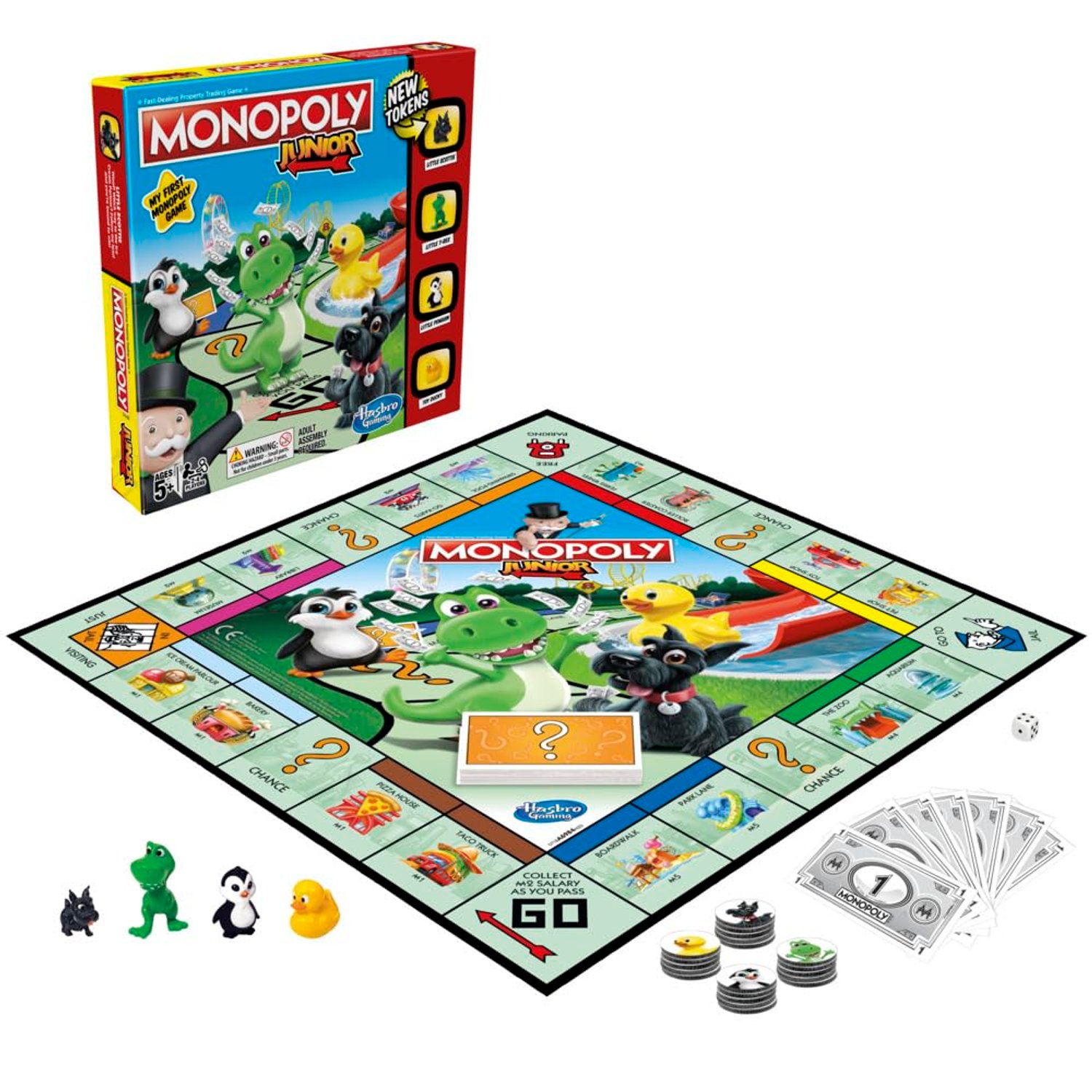 Monopoly Junior Game, Monopoly Board Game for Kids, Family Game for 2-4 Players, Multicolor