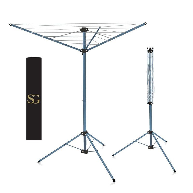 SG Traders 18m Freestanding Camping Airer, Rotary Washing Line Heavy Duty Large Clothes Foldable Free Rotating Airer Dryer Garden use, Easy to Open and Close along with Stable Legs, Silver (18m)