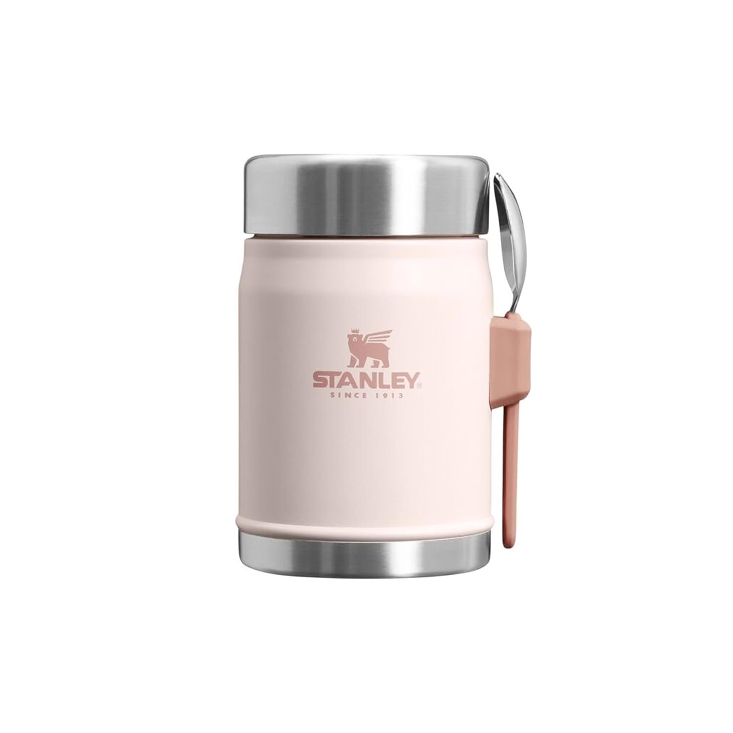 STANLEY 1913 Classic Legendary Food Jar 0.4L With Spork - Keeps Cold For 7 Hours - BPA-Free Stainless Steel Soup Flask - Leakproof - Dishwasher Safe - Rose Quartz