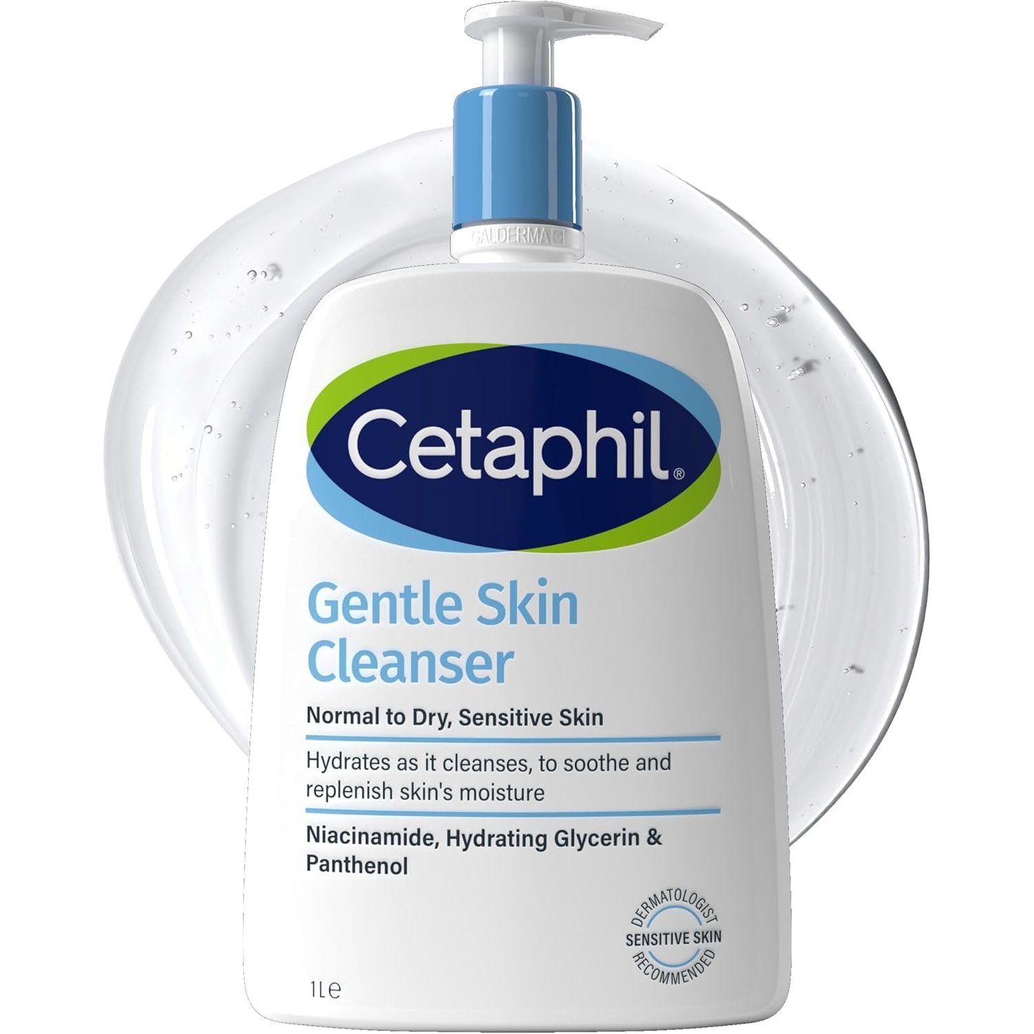 Cetaphil Gentle Skin Cleanser, 1L, Face & Body Wash, For Normal To Dry Sensitive Skin, With Niacinamide & Glycerin, Soap Free, 1 unit, Packaging May Vary