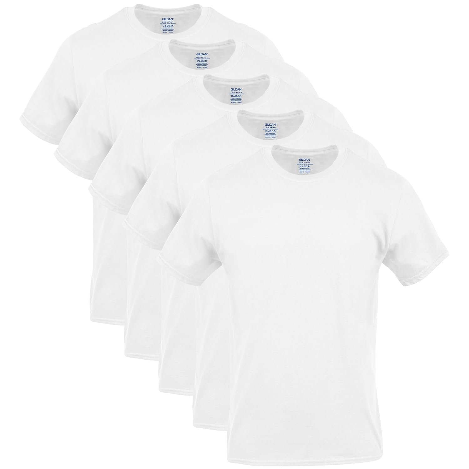 Gildan Men's Crew T-Shirts Multipack Style G1100 Undershirt, White (Pack of 6), XL