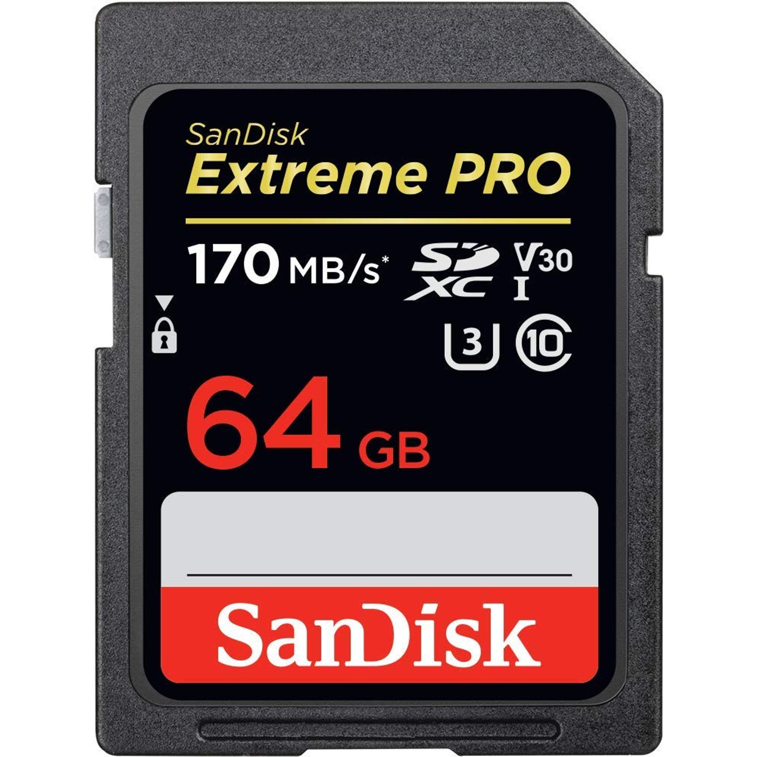 SanDisk Extreme PRO 64GB SDXC Memory Card up to 170MB/s, UHS-1, Class 10, U3, V30, Black
