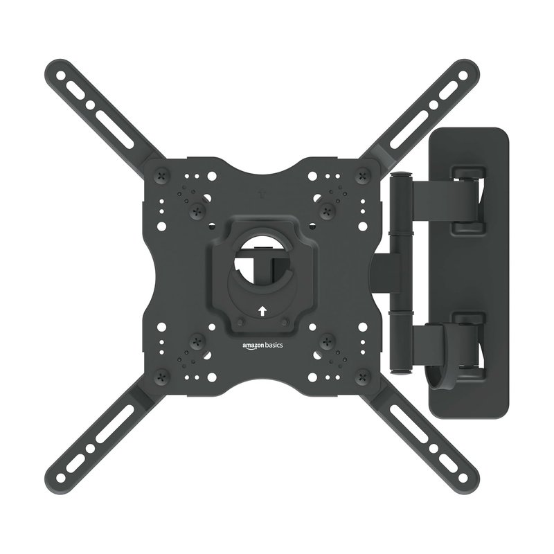 Amazon Basics Full Motion Articulating TV Wall Mount, with Swivel and Tilt, for 26" to 55" TVs and Flat Panels up to 80 Lbs, VESA Compatible, Black