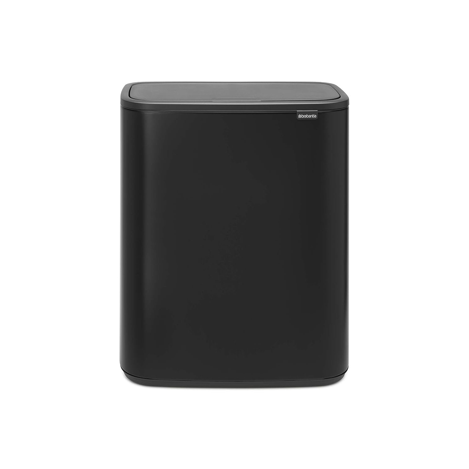 Brabantia Bo Touch Bin - 2 x 30L Inner Buckets (Matt Black) Large Waste/Recycling Kitchen Bin - Soft-touch