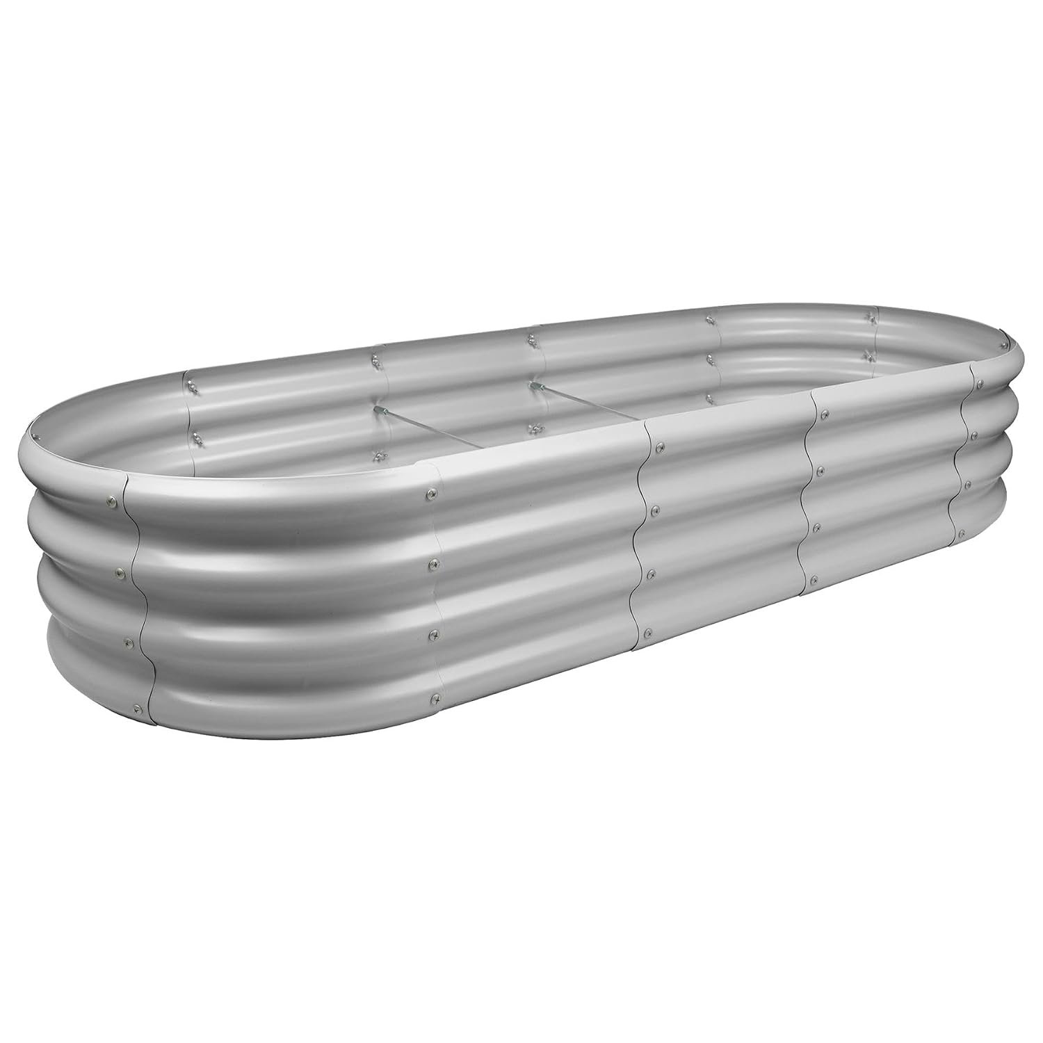 Harbour Housewares Raised Garden Bed - Silver - 180 x 90cm - Rounded - Bottomless Metal Raised Bed Galvanised Steel Planter Box for Growing Outdoor Plants, Vegetables, Flowers and Herbs