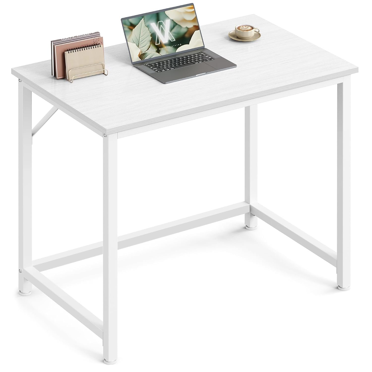VASAGLE Computer Desk, Office Desk, 80 x 50 x 76 cm, for Study, Bedroom, Living Room, Maple White and Cloud White LWD038W44
