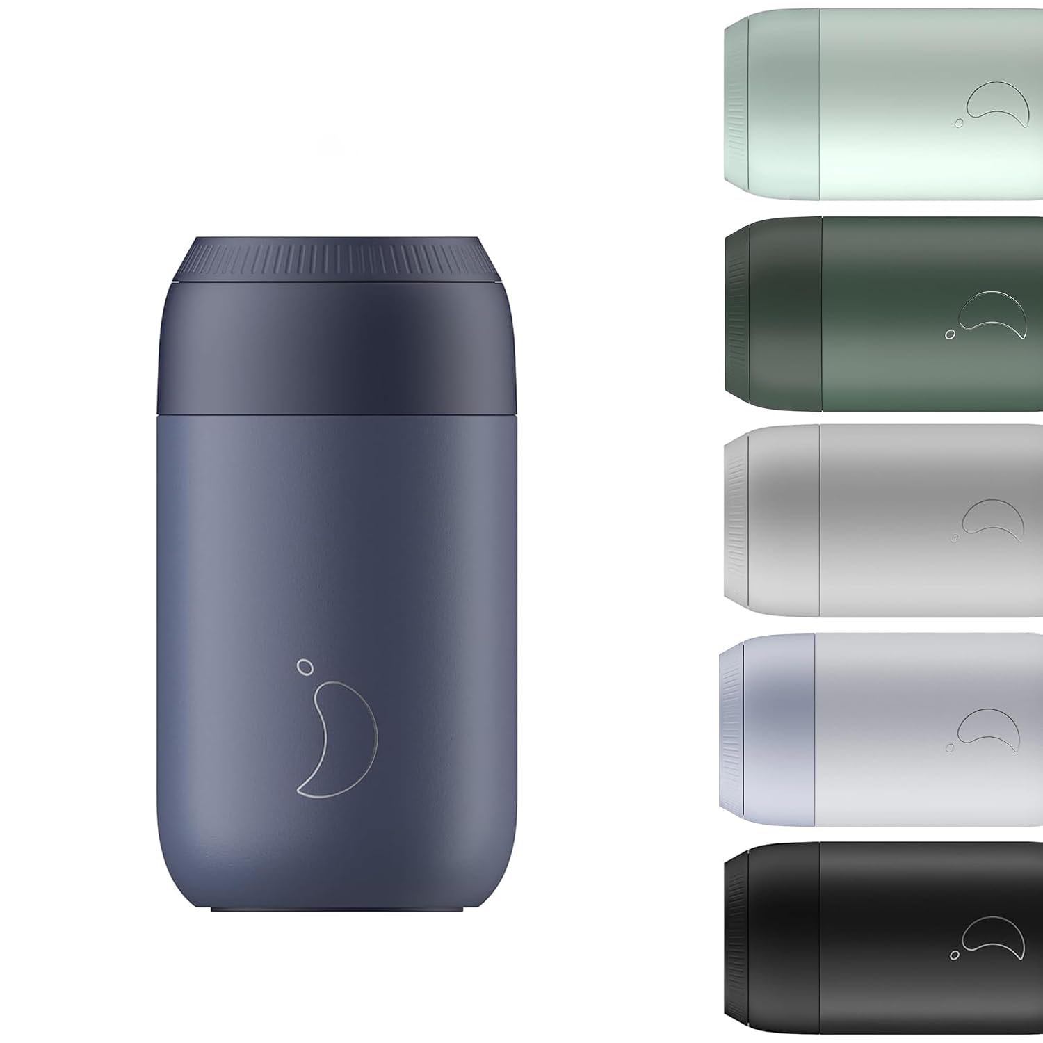 Chilly's Series 2 Coffee Cup - Tight Seal, No Sweating - BPA-Free Stainless Steel - Reusable - Double Walled, Vacuum Insulated - Whale Blue, 340ml