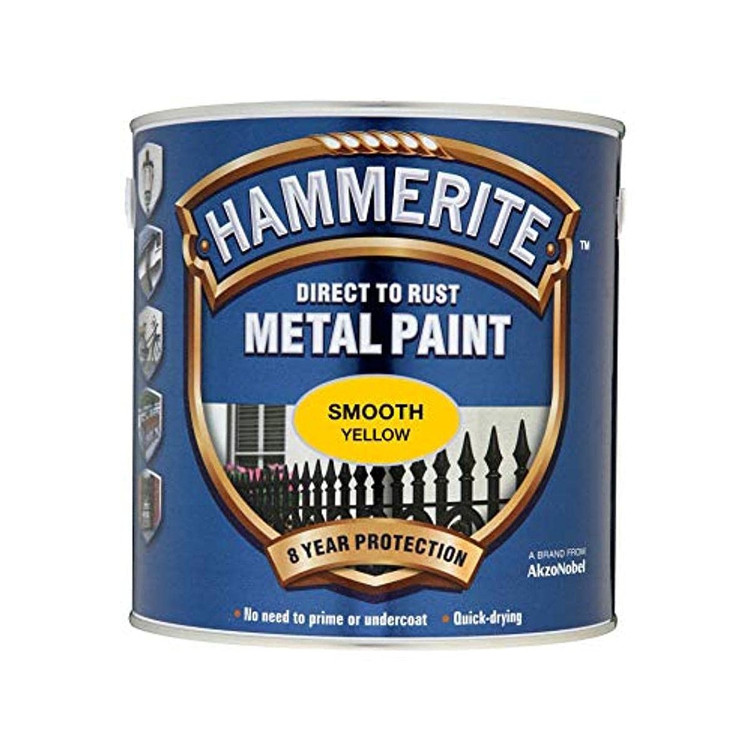 Hammerite 5092874 Direct to Rust Metal Paint - Smooth Yellow Finish 750ML