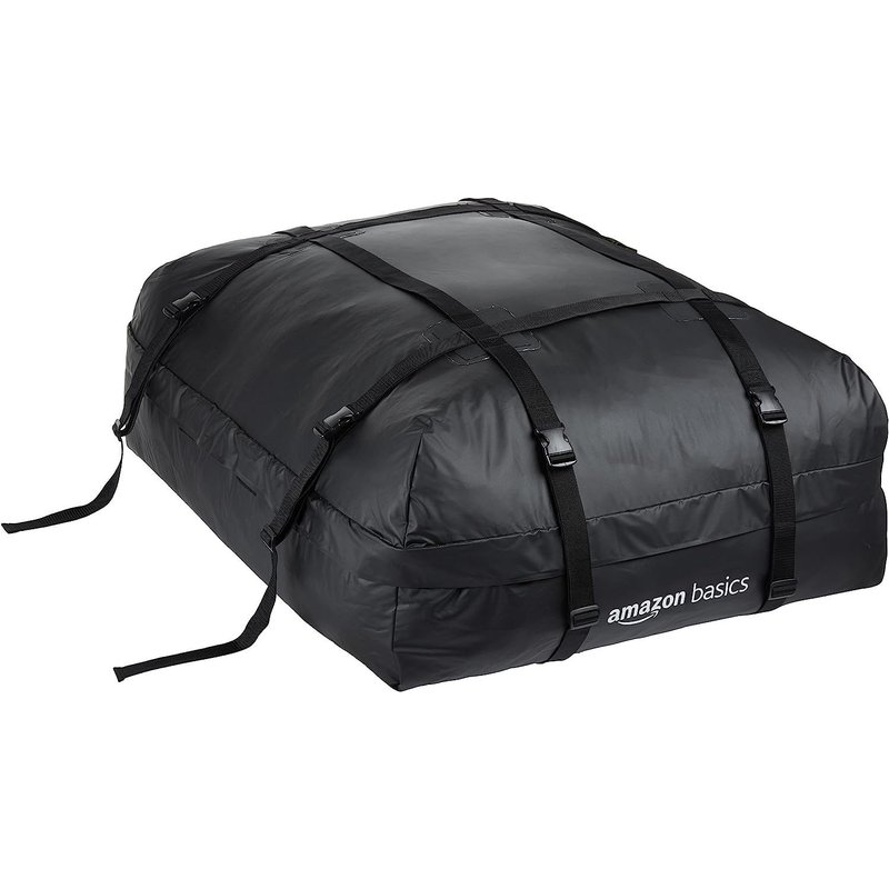 Amazon Basics Rooftop Cargo Carrier Bag, Waterproof Car Roof Bag, 424.8 Litres, 15 cu. ft., Black