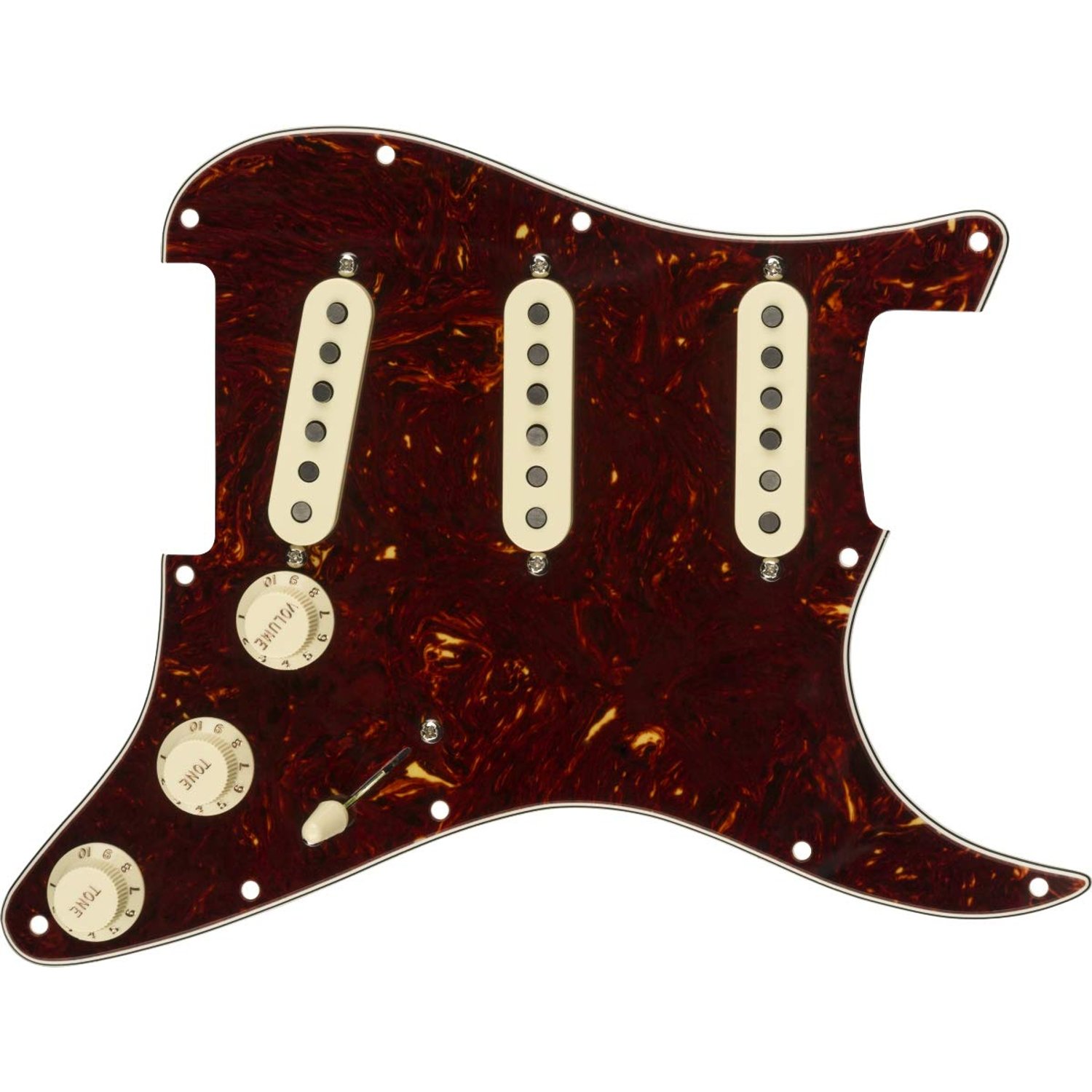 Fender Pre-Wired Strat Pickguard, Tex-Mex SSS, Tortoise Shell, 11 Hole PG
