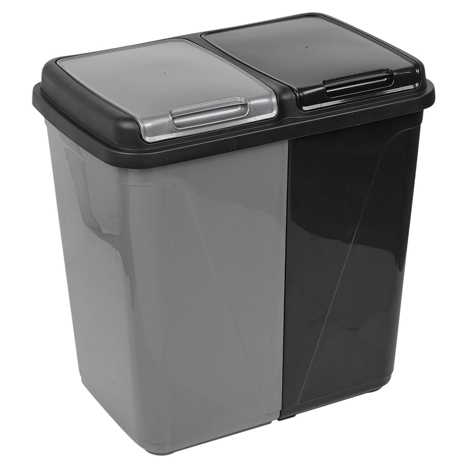 URBNLIVING 90L Double Kitchen Recycling Laundry Duo Bin Garbage Under Cabinet Trash Can (90L Black & Grey)