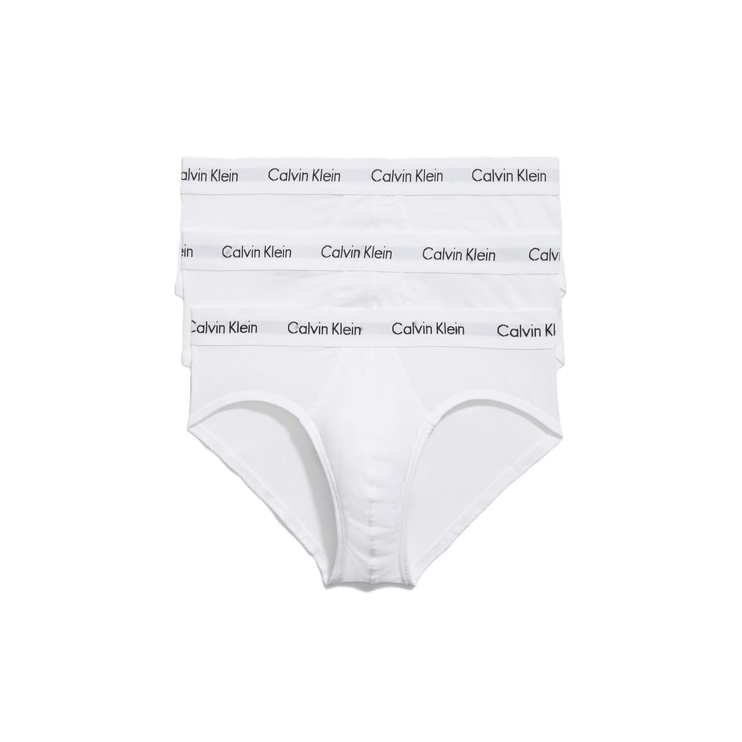 Calvin Klein Men's Underwear Cotton Stretch 3-Pack Hip Brief, 3 White, XL (Pack of 3)