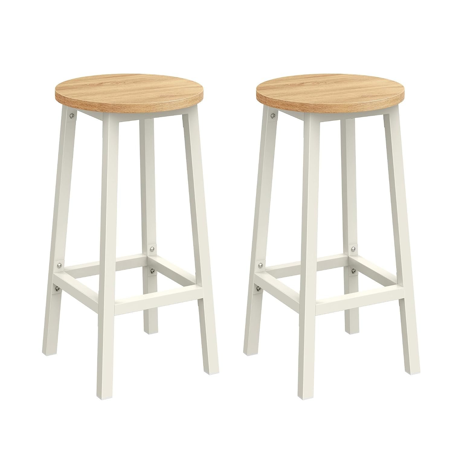 VASAGLE Bar Stools Set of 2, Kitchen Stools, Bar Chairs with Metal Frame and Footrest, Easy to Assemble, for Kitchen, Living Room, Dining Room, Ebony Black and Classic Black LBC032B56