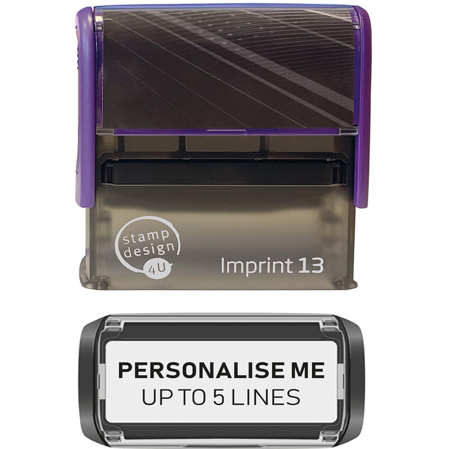 Stamp Design 4U Imprint 13-5 Line Personalised Stamp, Premium Custom Made, Self-Inking, Business Address Stamp- Black Ink- 58 x 22mm