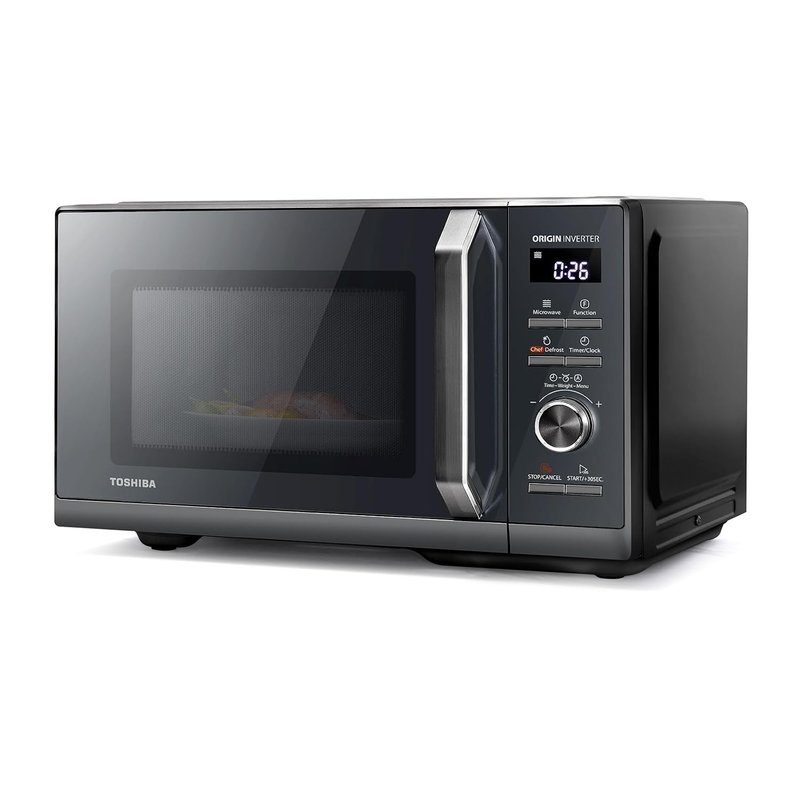Toshiba 25L 3-in-1 900W Microwave Oven in a Stunning Sleek Morandi Grey Colour, Origin Inverter, Chef Defrost, Microwave, Grill, Combi, 10 Power Levels, 7 Auto Menus, Easy Clean, MW3-AG25PFI(MG)