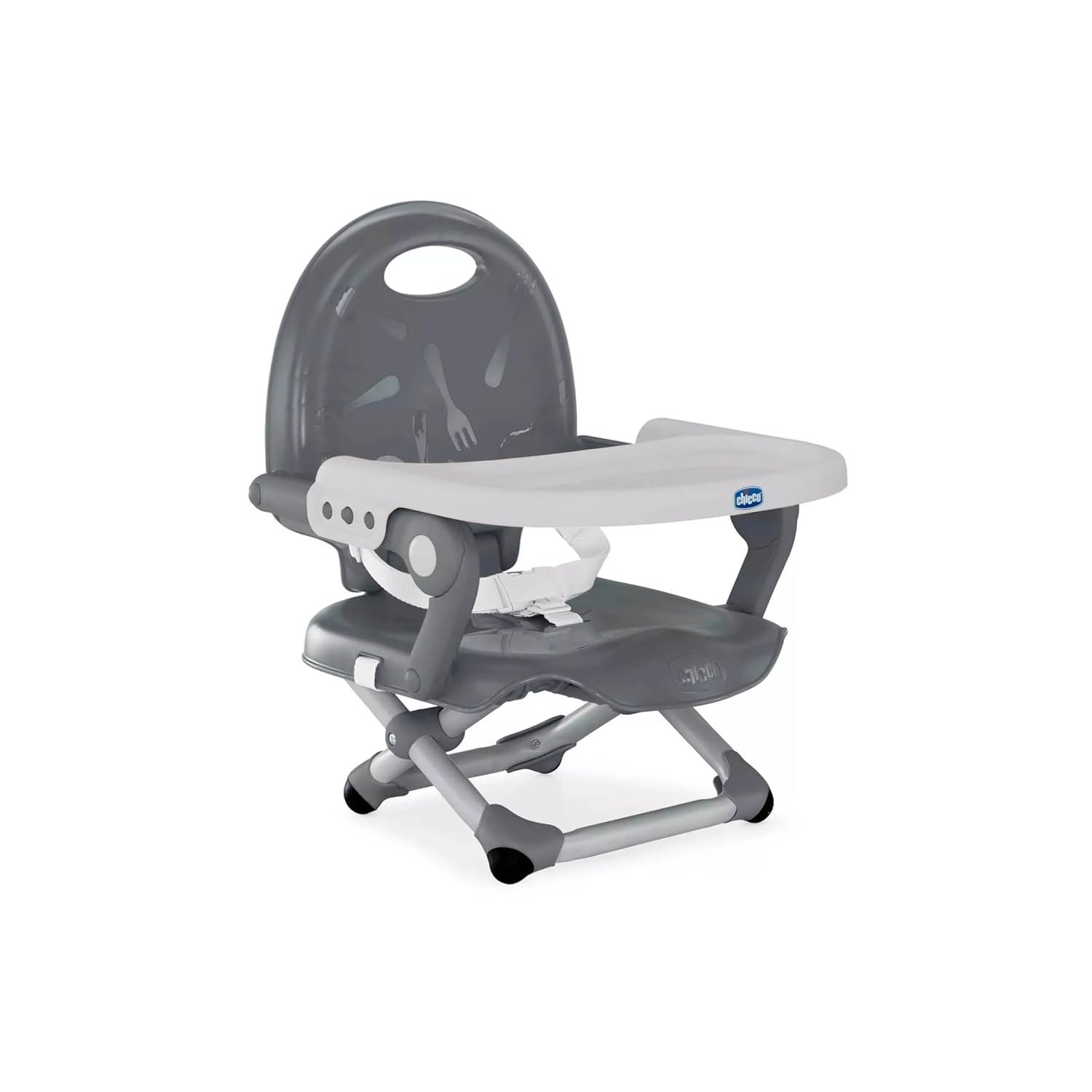 Chicco - Booster Seat Pocket Snack - Adjustable High Chair - 3 Heights - Lightweight and Compact - Removable Blade - Grey