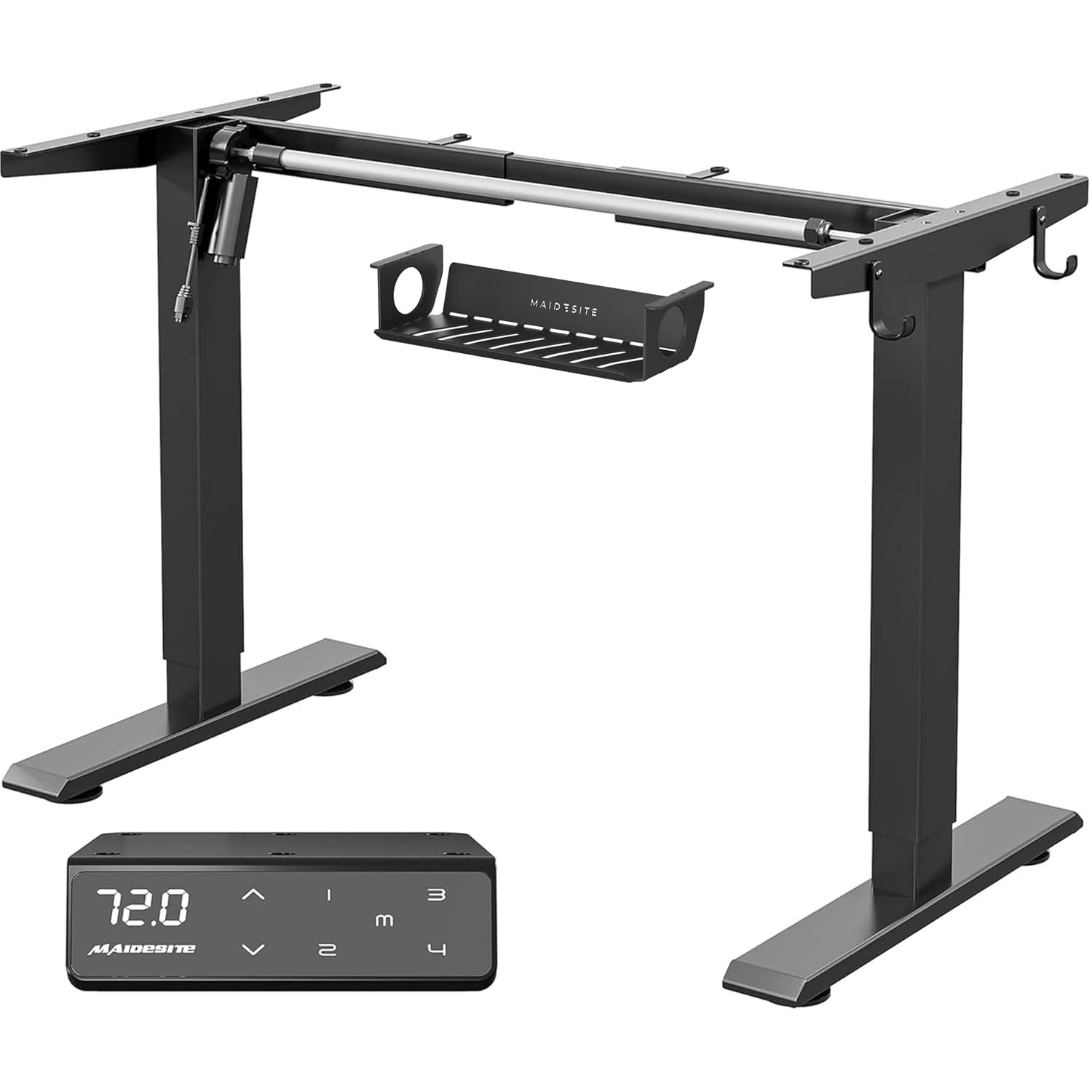 MAIDeSITe Height Adjustable Electric Standing Desk Frame Two-Stage with Heavy Duty Steel Stand up Desk Computer Desk with Automatic Memory Smart Pannel (Black)