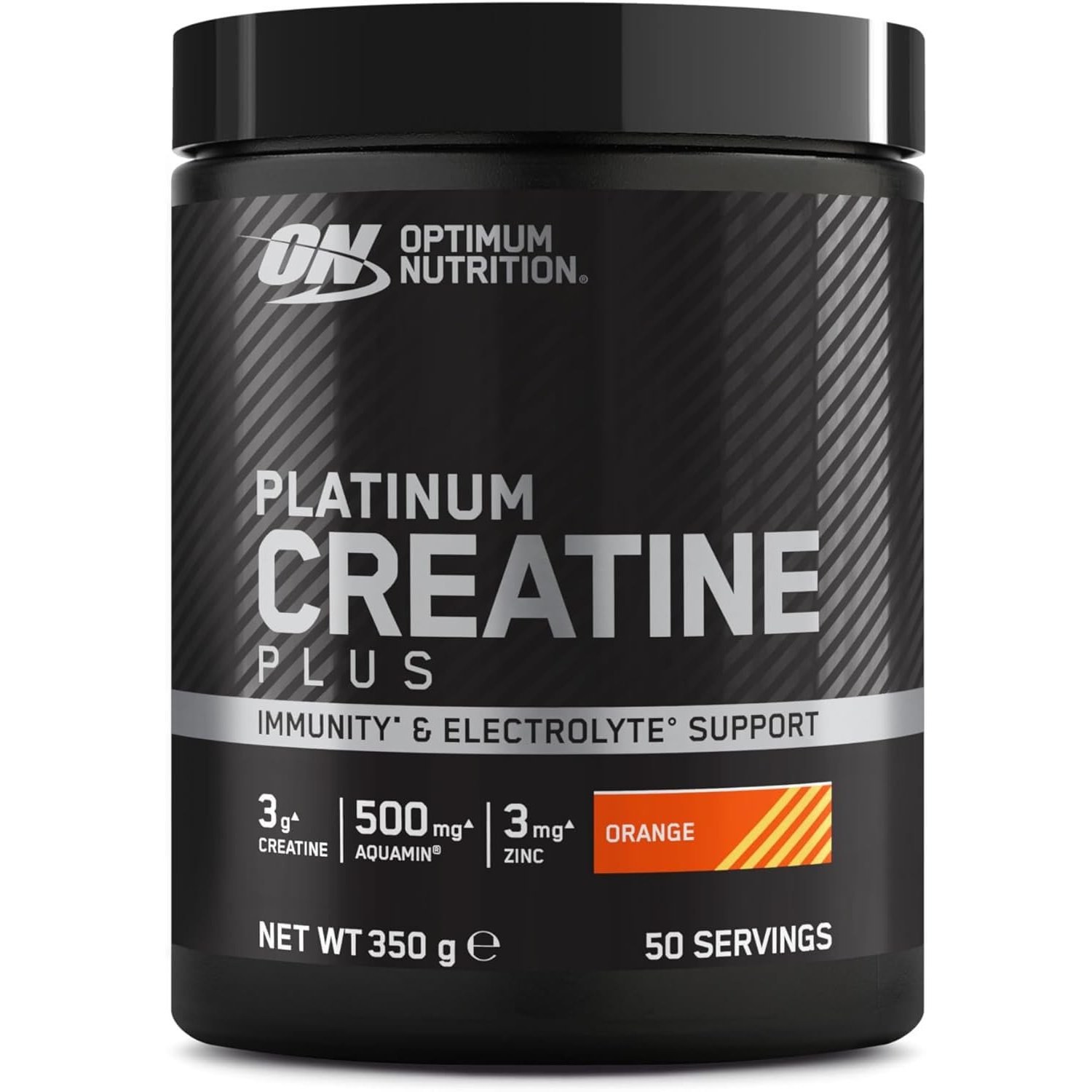 Optimum Nutrition Platinum Creatine Plus, Advanced Food Supplement to Increase Power and Performance, with Aquamin Magnesium for Electrolyte Balance, Orange Flavour, 50 Servings, 350 g