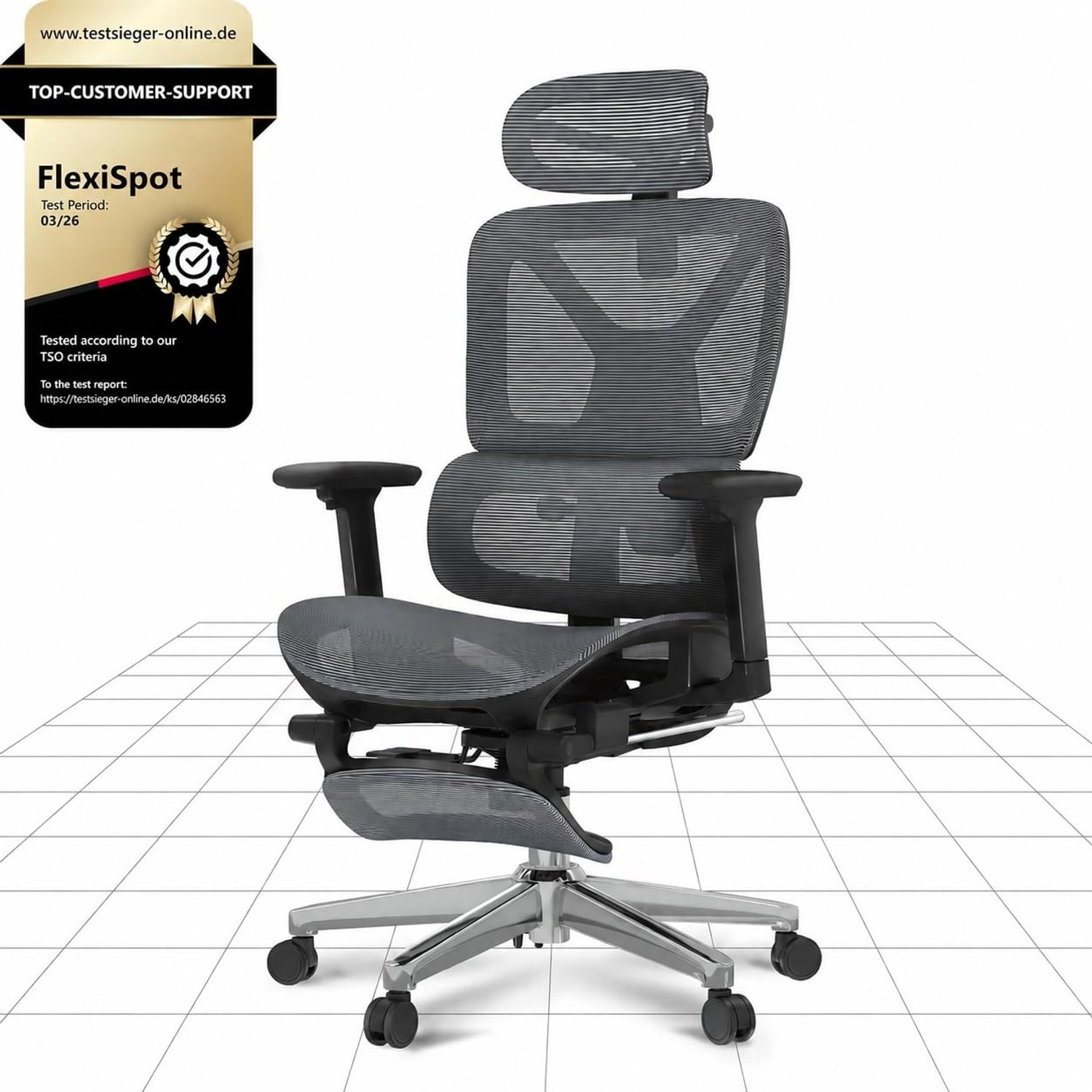 FLEXISPOT ErgoX Ergonomic Office Chair With 3D Armrests & Headrest Mesh Desk Chair with 5D Lumbar Support & Seat Depth Adjustment Task Chair with Footrest Adaptive Comfort for Home & Work