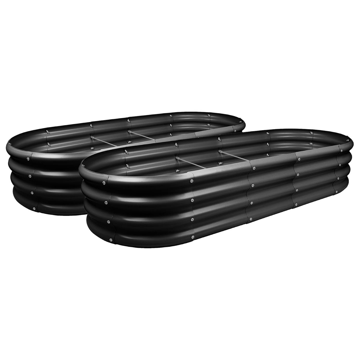 Harbour Housewares Raised Garden Bed - Anthracite - 180 x 90cm - Rounded - Pack of 2 - Bottomless Galvanised Steel Planter Box for Growing Outdoor Plants, Vegetables, Flowers and Herbs