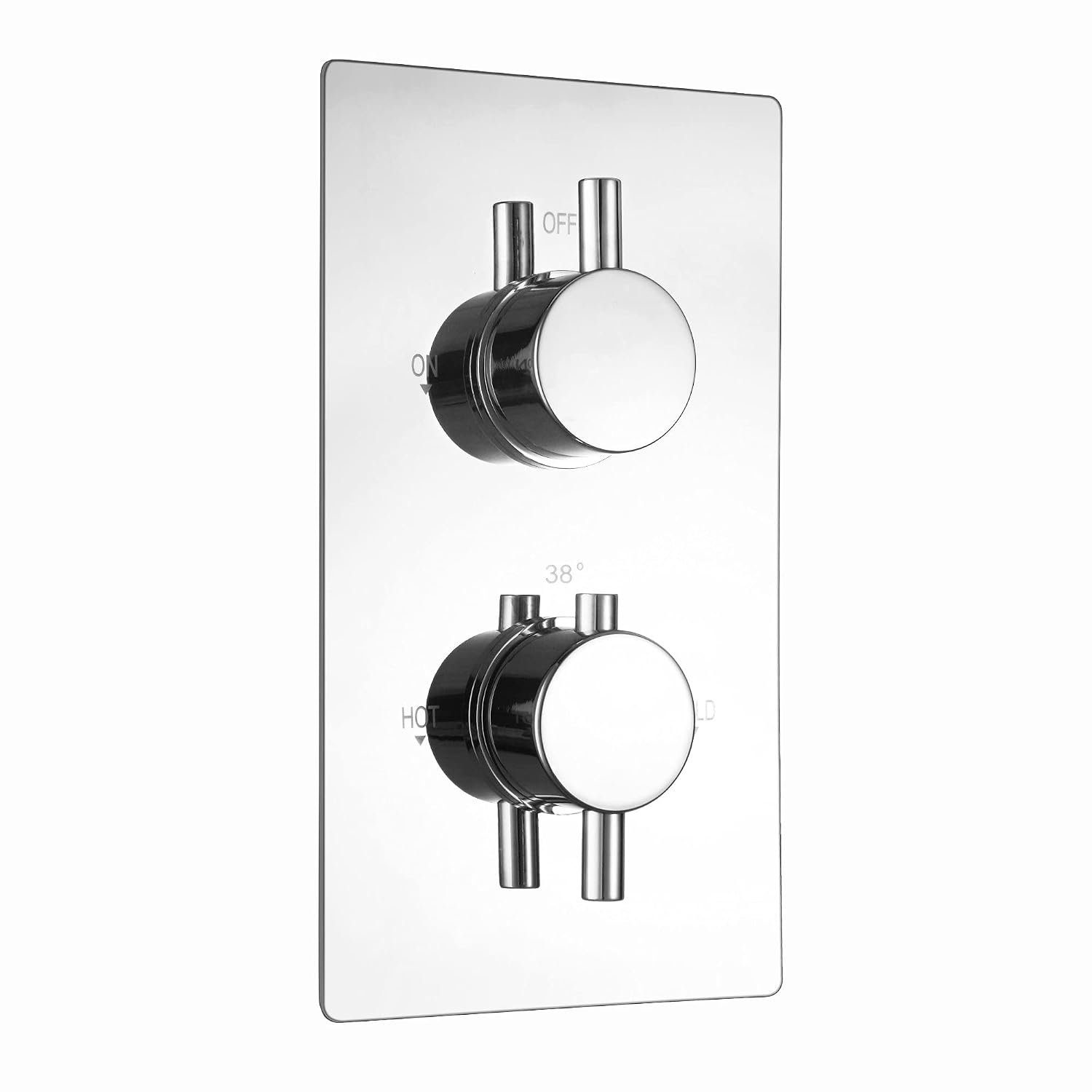 ENKI, Naples, TSV066, Concealed Thermostatic Shower Mixer Valve Twin with Single Outlet, Round Handles, Chrome