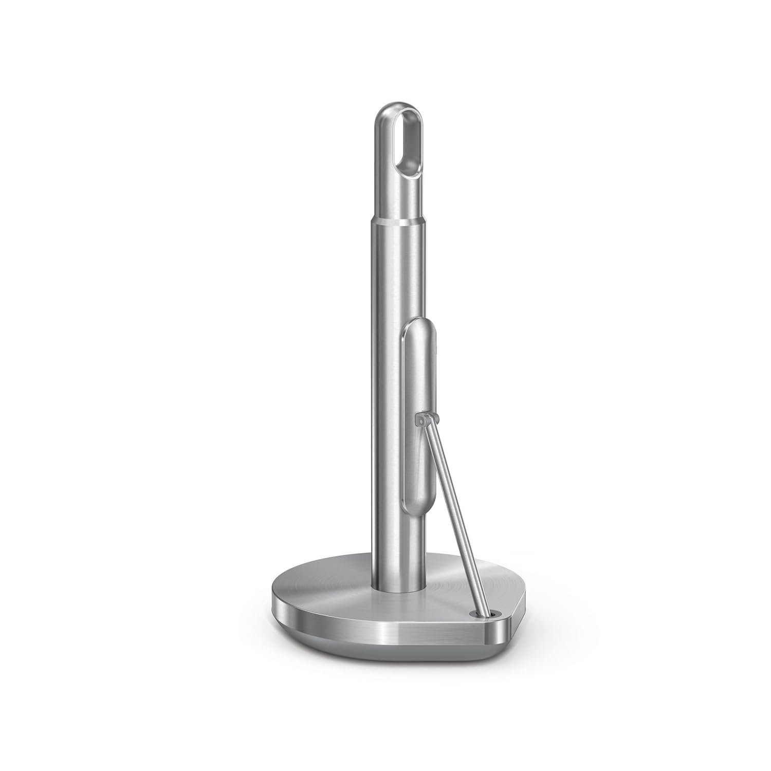 simplehuman Tension Arm Kitchen Roll Holder, Free Standing, Easy One Sheet Tear, Heavy-Duty Weighted Base (Fits Kitchen Rolls Measuring 23-28cm), Brushed Stainless Steel, KT1203