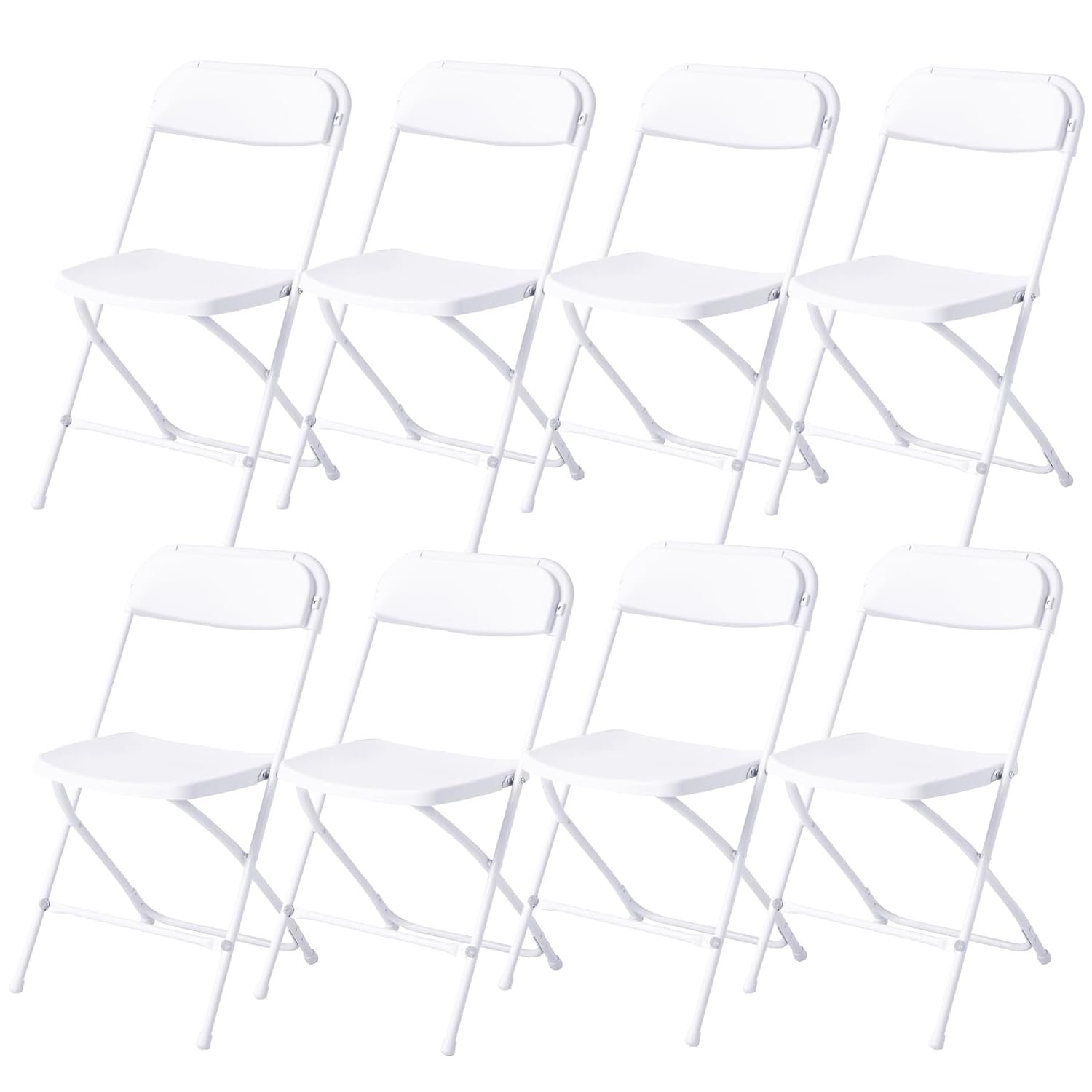 Durabull Samson Plastic Folding Chair - Indoor & Outdoor Use. For Dining, Function, Party, Hospitality, School, Halls, Camping, Space Saving. Fold up & Stackable Design (White, 8 Pack)