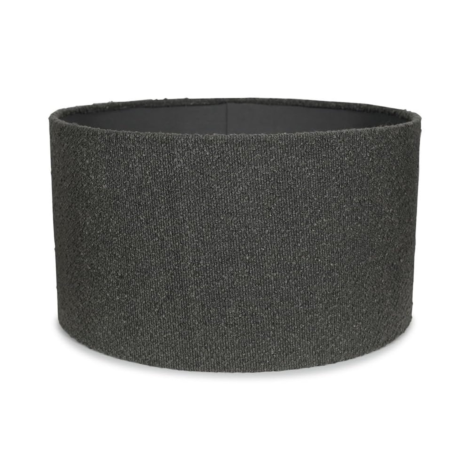 MiniSun | Medium Modern Charcoal Grey Boucle Drum Light Shade | Lamp Shades, Home Décor & Improvement Essential | 35cm Shade Width