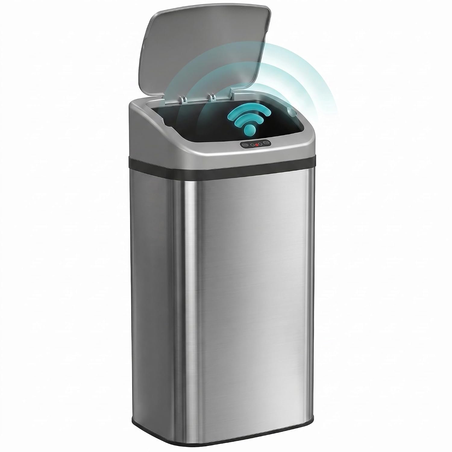 HOMCOM 48L Sensor Bin, Stainless Steel Kitchen Bin with Automatic Soft Close Lid and Fingerprint-Proof for Recycling and Waste, Silver Tone