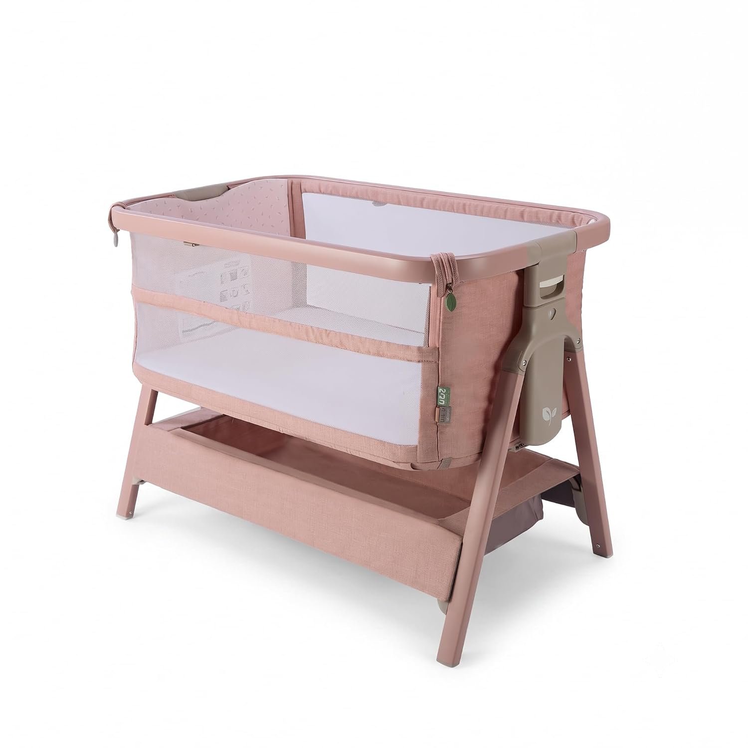 Tutti Bambini CoZee® Zen - Next To Me Crib & Standalone Baby Cot - Maximum Ventilation, New Colourways - 60-Second Assembly, Adjustable Height, Foldable, Mattress Included (0-6 Months) - Blush